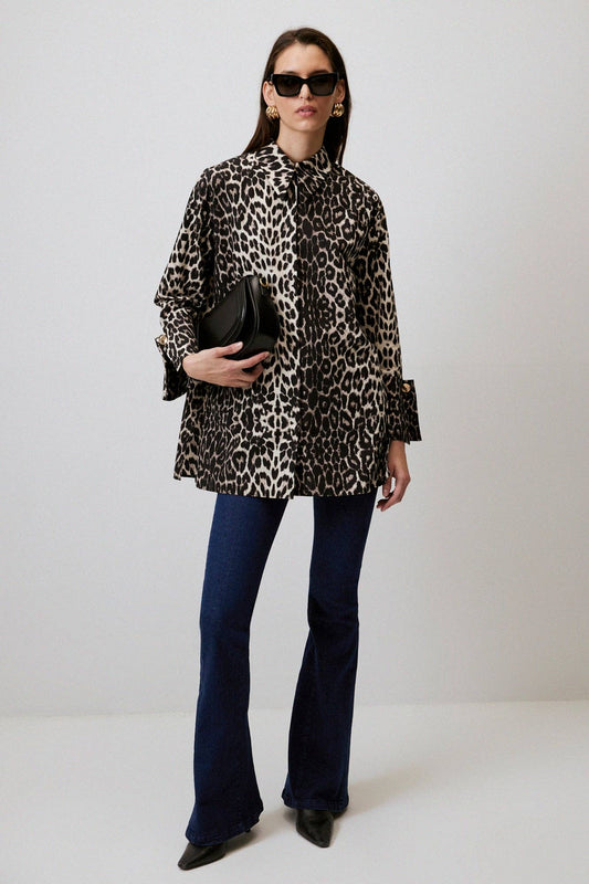 PATTERNED SHIRT WITH WIDE CUFFS: Patterned / S