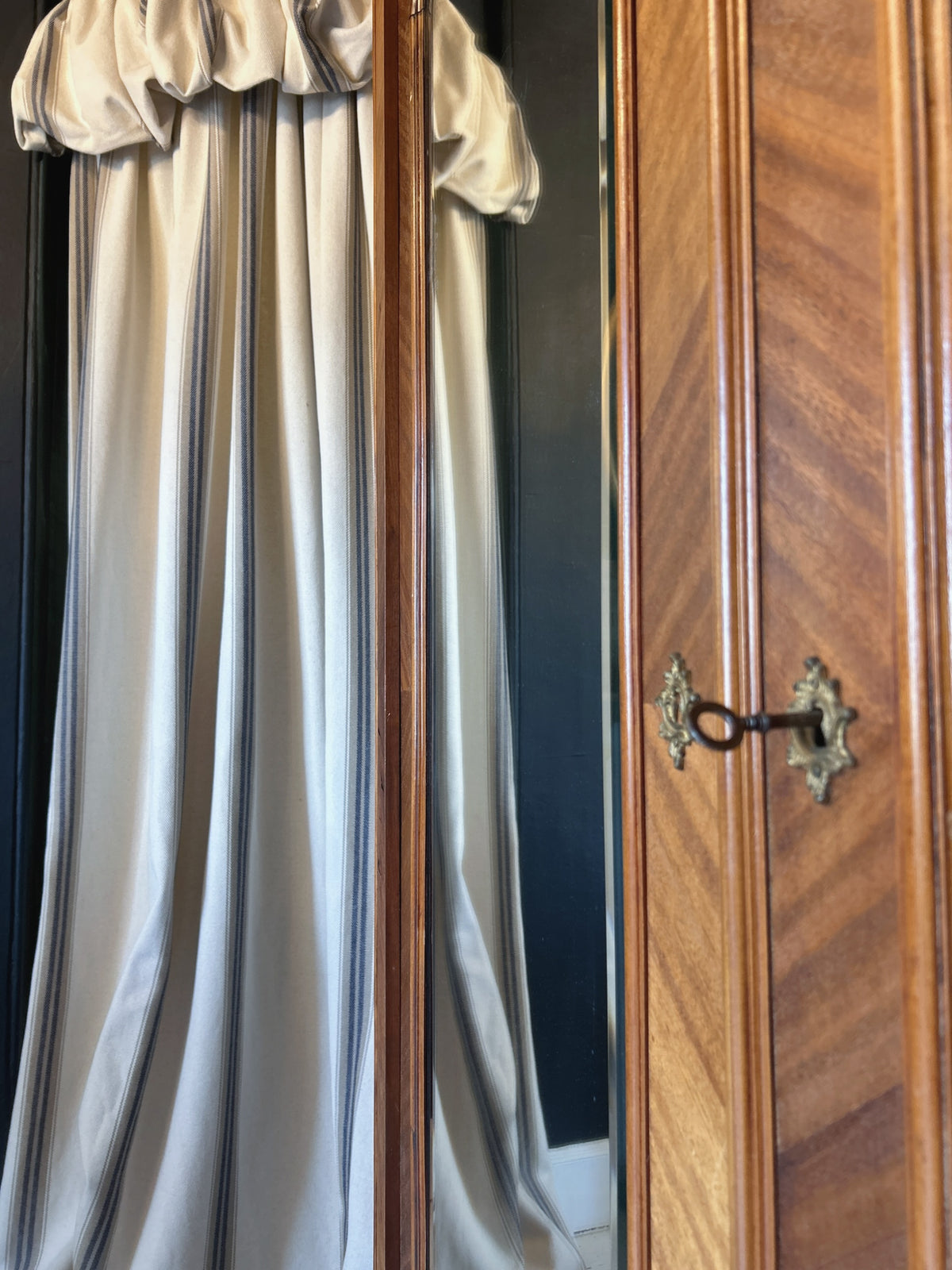 French Antique Mirrored Armoire