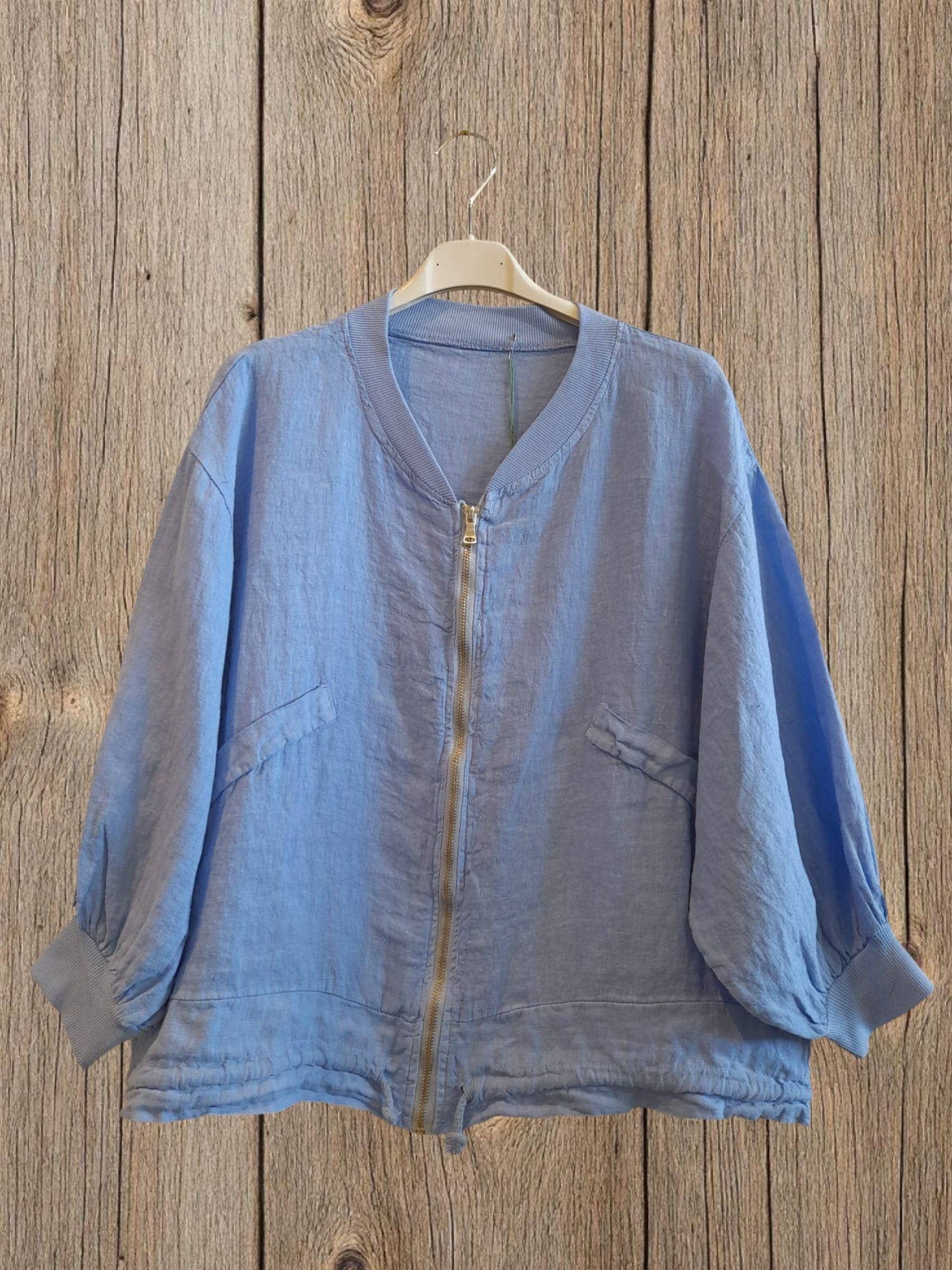 Ref-17422 100% LINEN BOMBER: ROJO VIVO