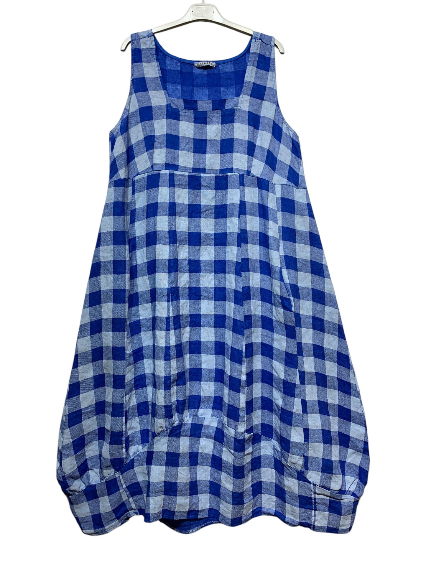 322 LINEN DRESS WITH VICHY CHECKS: MOLE