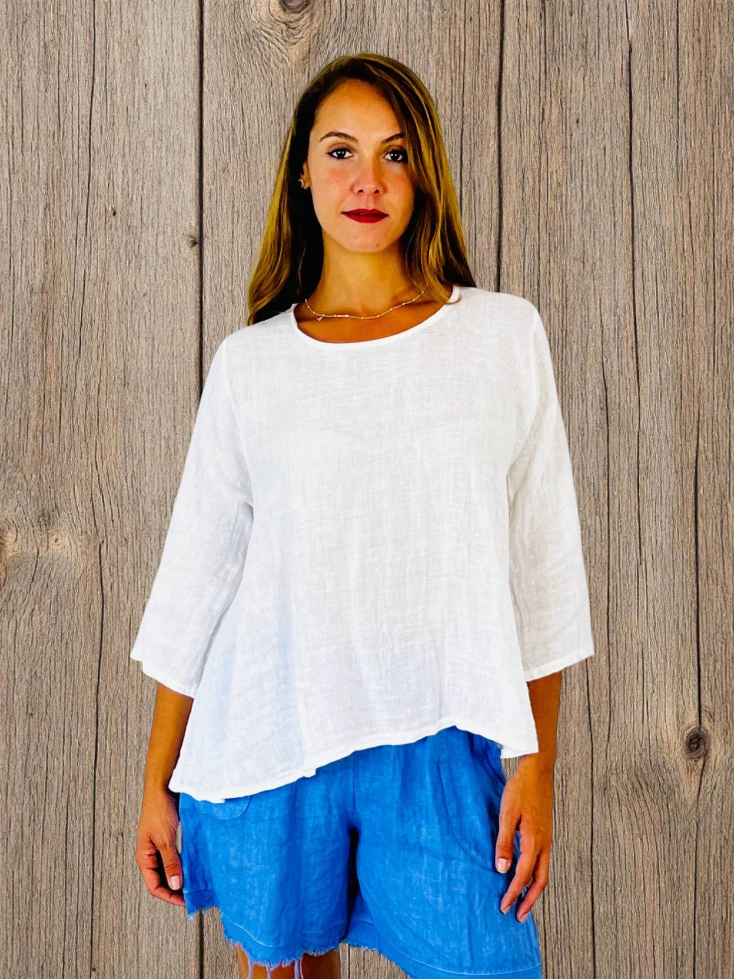 Ref-59100 LONG-SLEEVE BLOUSE 100% LINEN: Black
