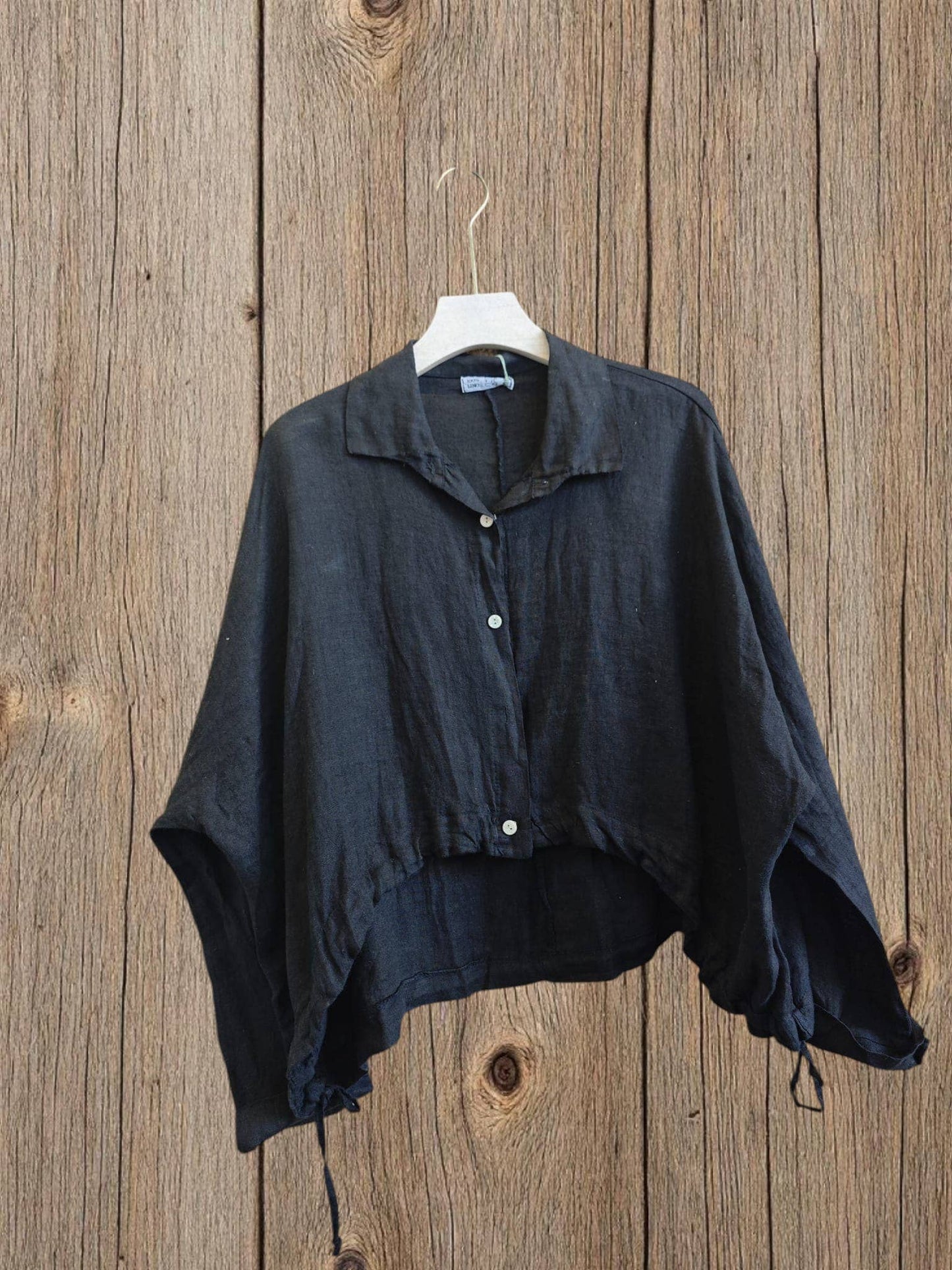 Ref-83790 SHORT BLOUSE 100% LINEN: Beige