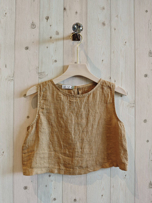 REF 33204 100% LINEN TOP: Camel