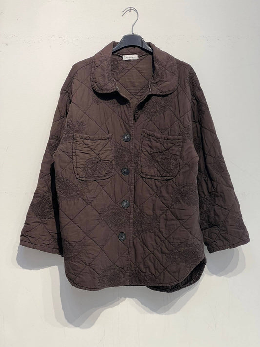 Embroidered quilted jacket 2444: Chocolate