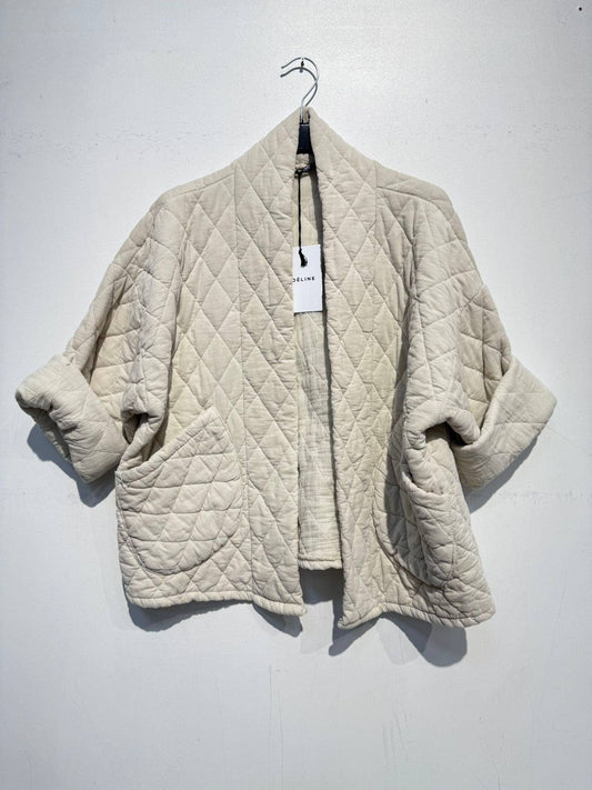 2442-2 velvet quilted jacket: Beige