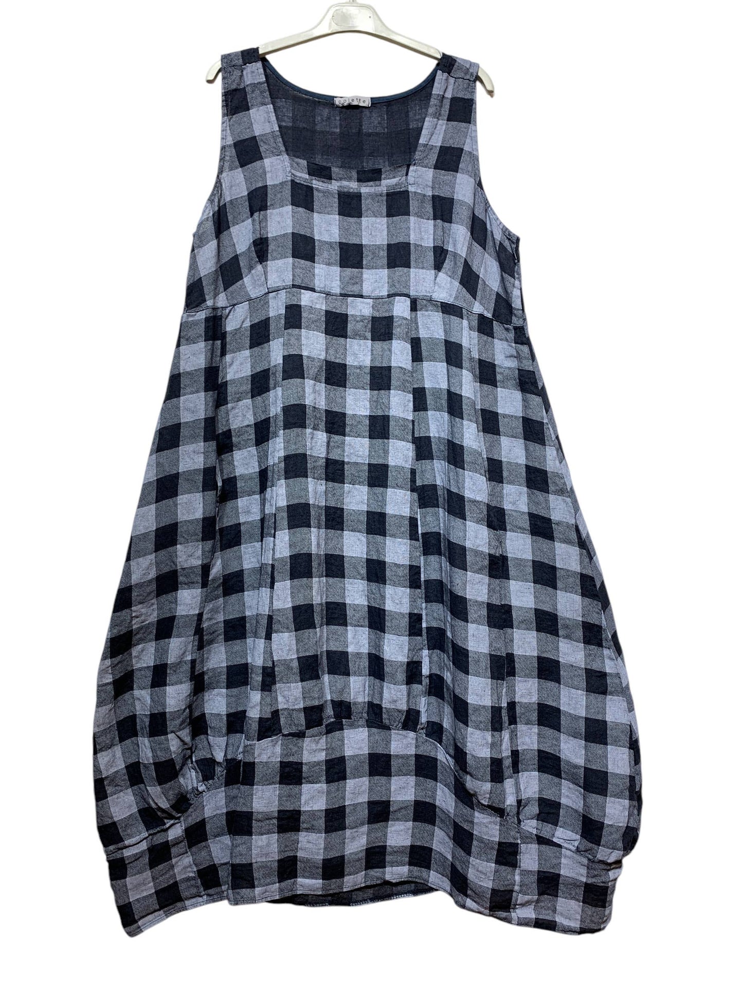 322 LINEN DRESS WITH VICHY CHECKS: MOLE