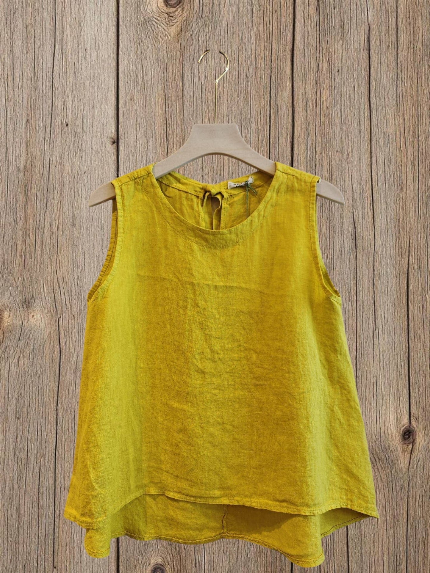 Ref-15763 100% LINEN SLEEVELESS T-SHIRT: Rose