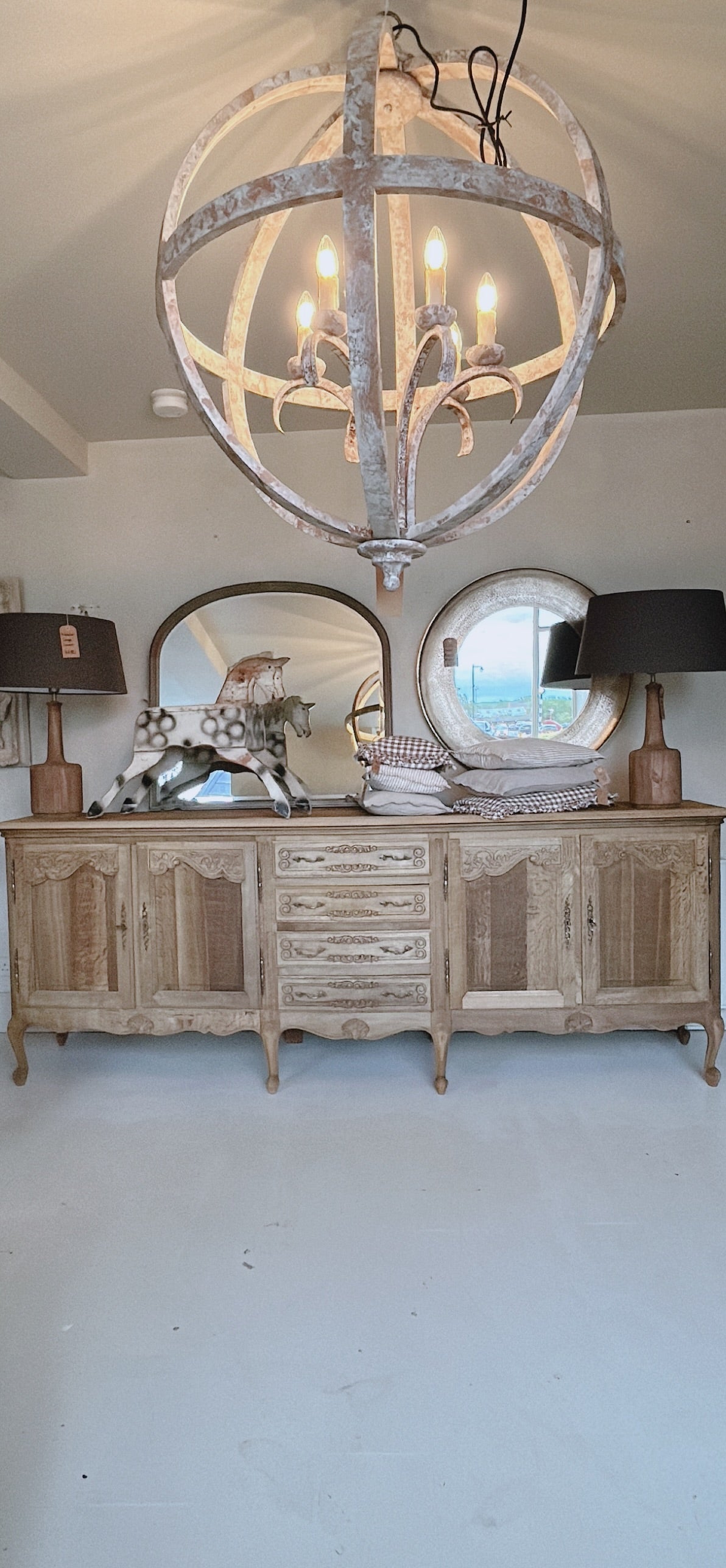 Large vintage french oak sideboard buffet raw oak
