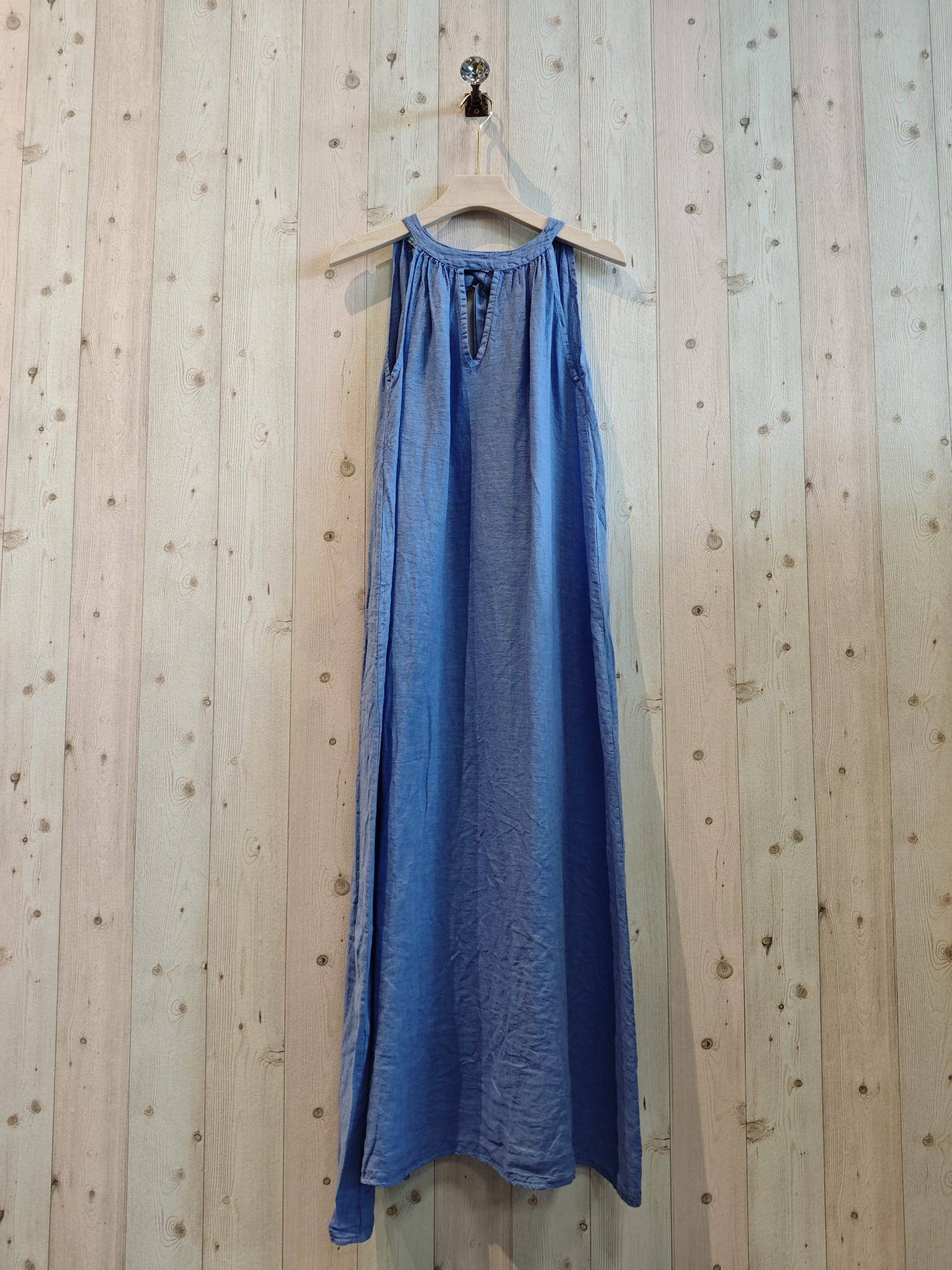 Ref-72330 DRESS WITH BACK BOW 100% LINEN: Caqui