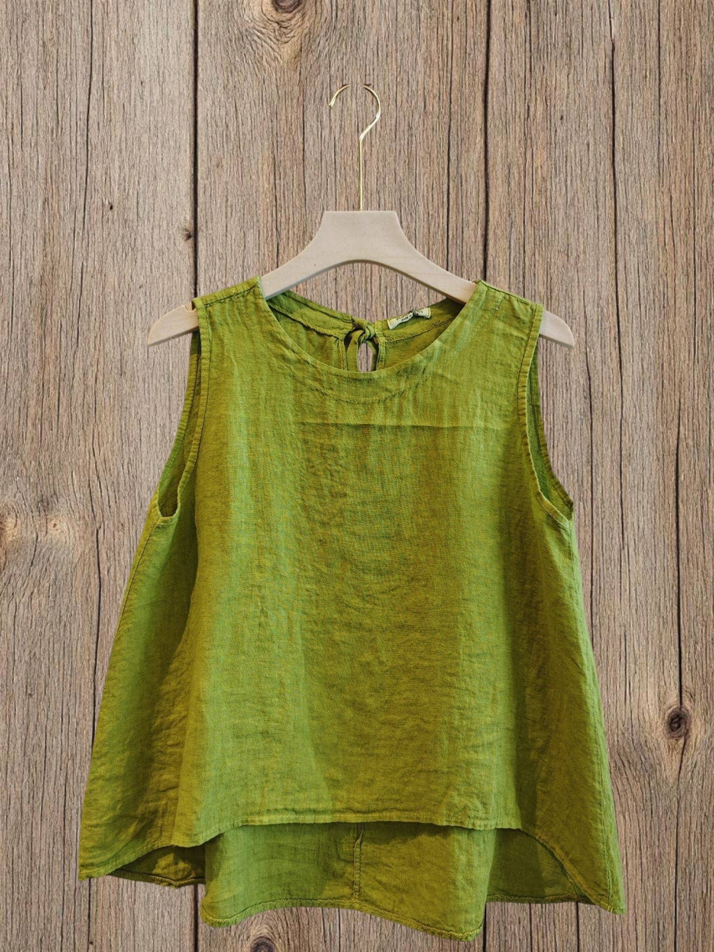 Ref-15763 100% LINEN SLEEVELESS T-SHIRT: Blank