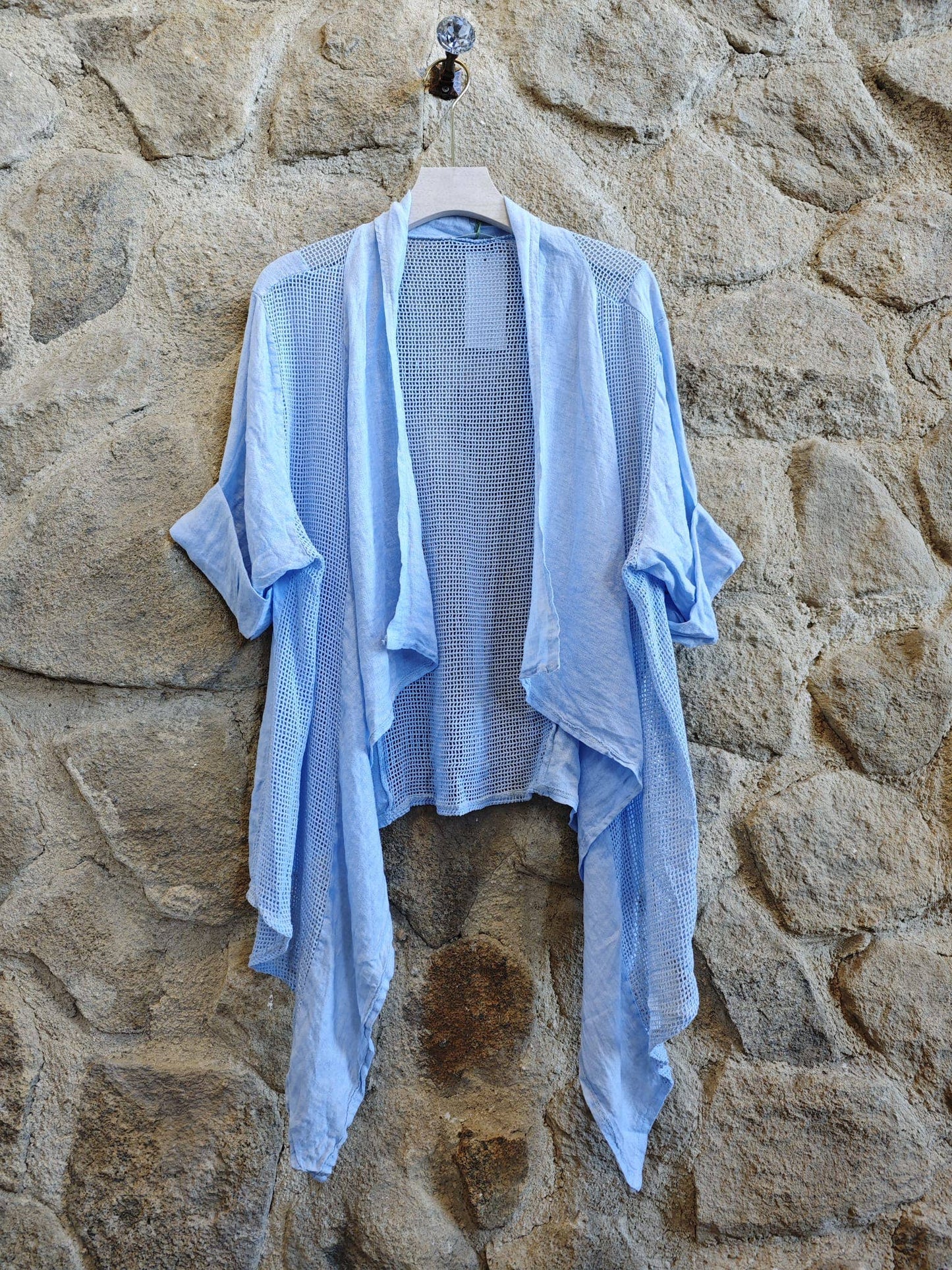 Ref-5283 SHORT CARDIGAN 100% LINEN: Beige
