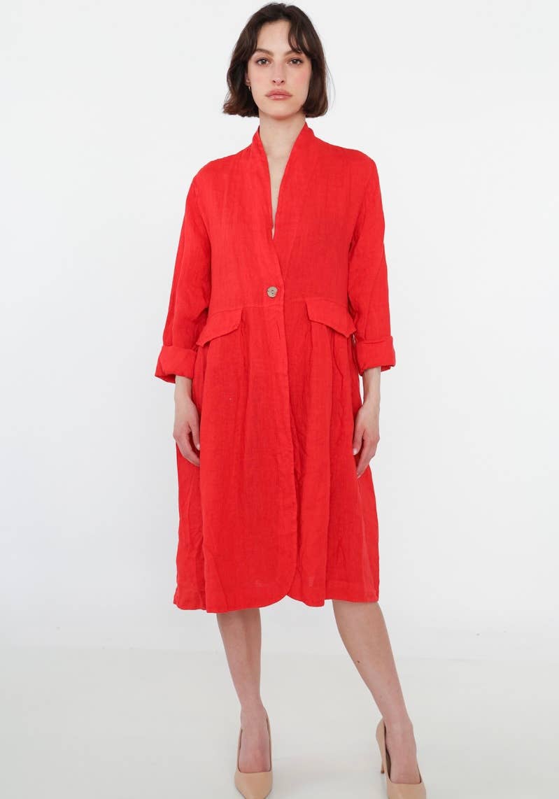 1142 SPRING SUMMER CLOTHING LINEN JACKET: CHOCO