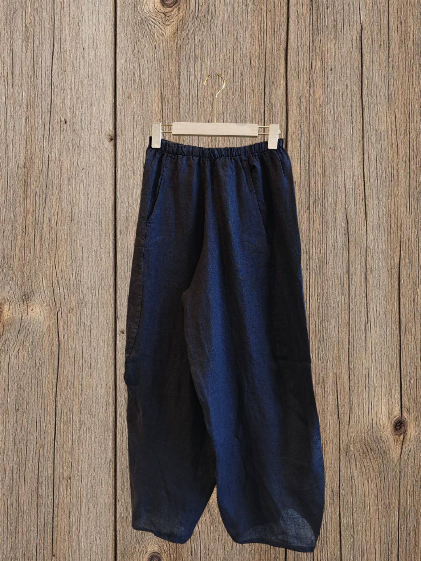 Ref-41482 BALLOON-STYLE PANTS 100% LINEN: Pistachio