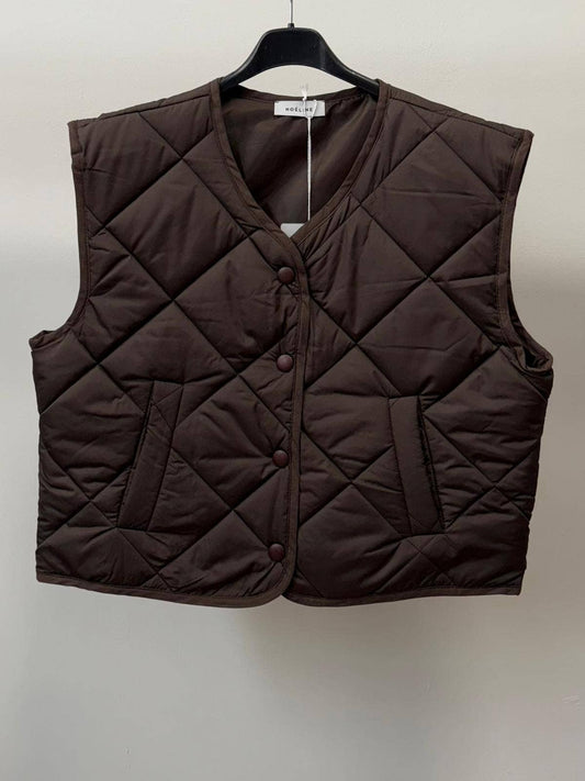 Sleeveless quilted jacket 12038: Chocolate