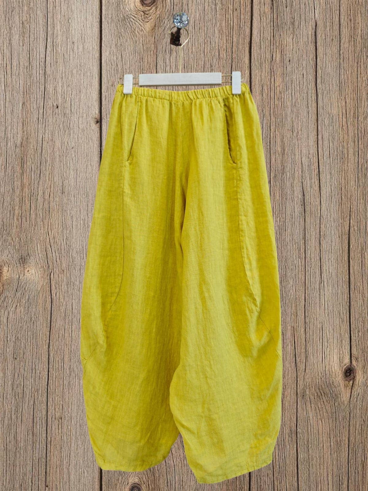Ref-41482 BALLOON-STYLE PANTS 100% LINEN: Pistachio