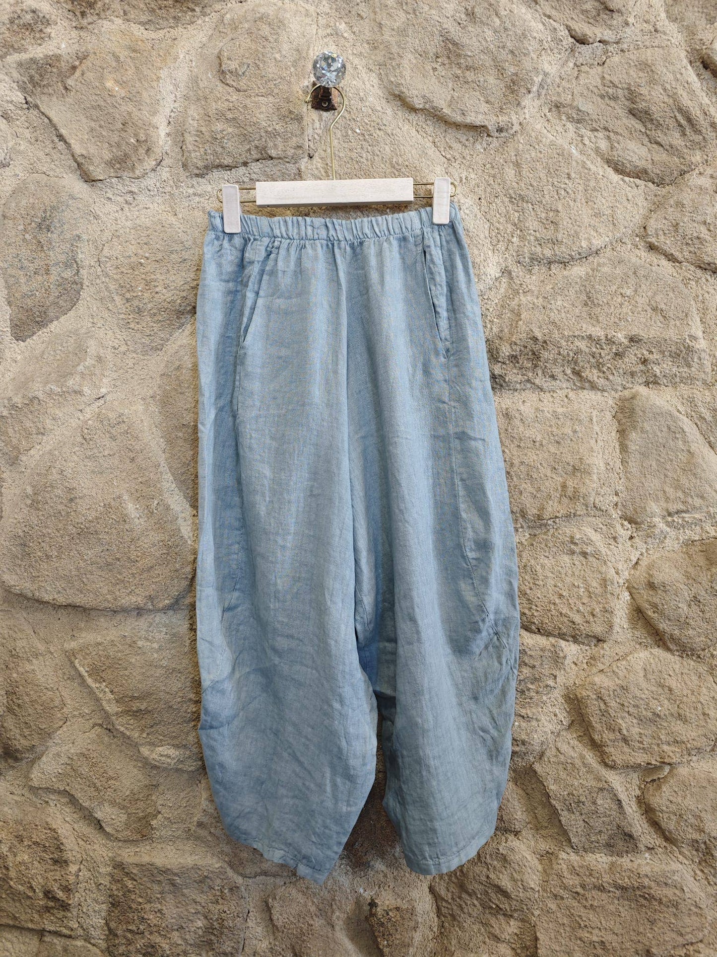 Ref-41482 BALLOON-STYLE PANTS 100% LINEN: Rosa