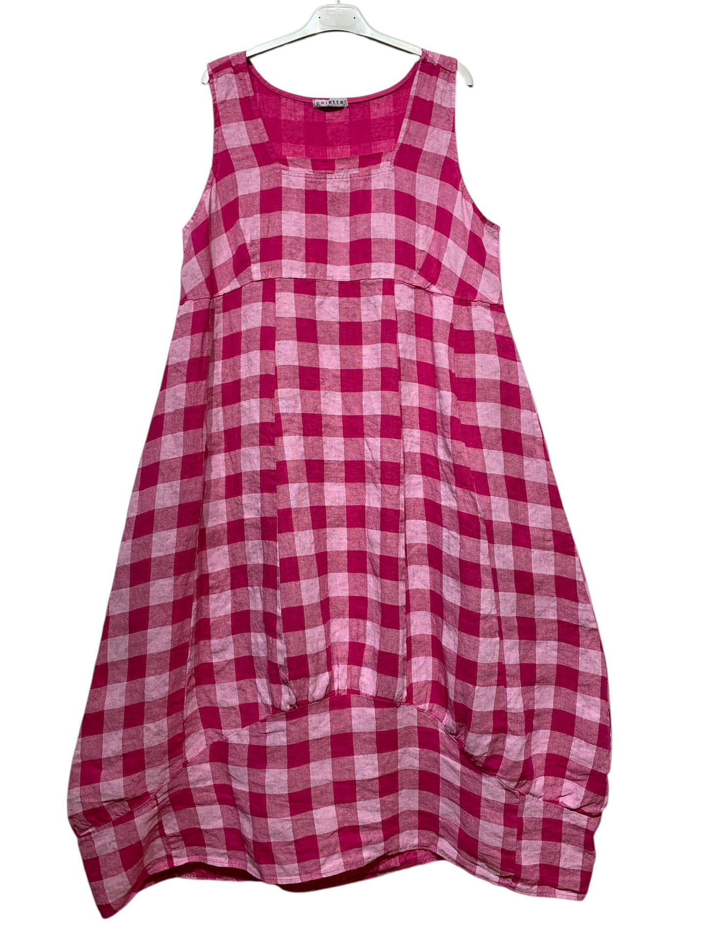 322 LINEN DRESS WITH VICHY CHECKS: MOLE