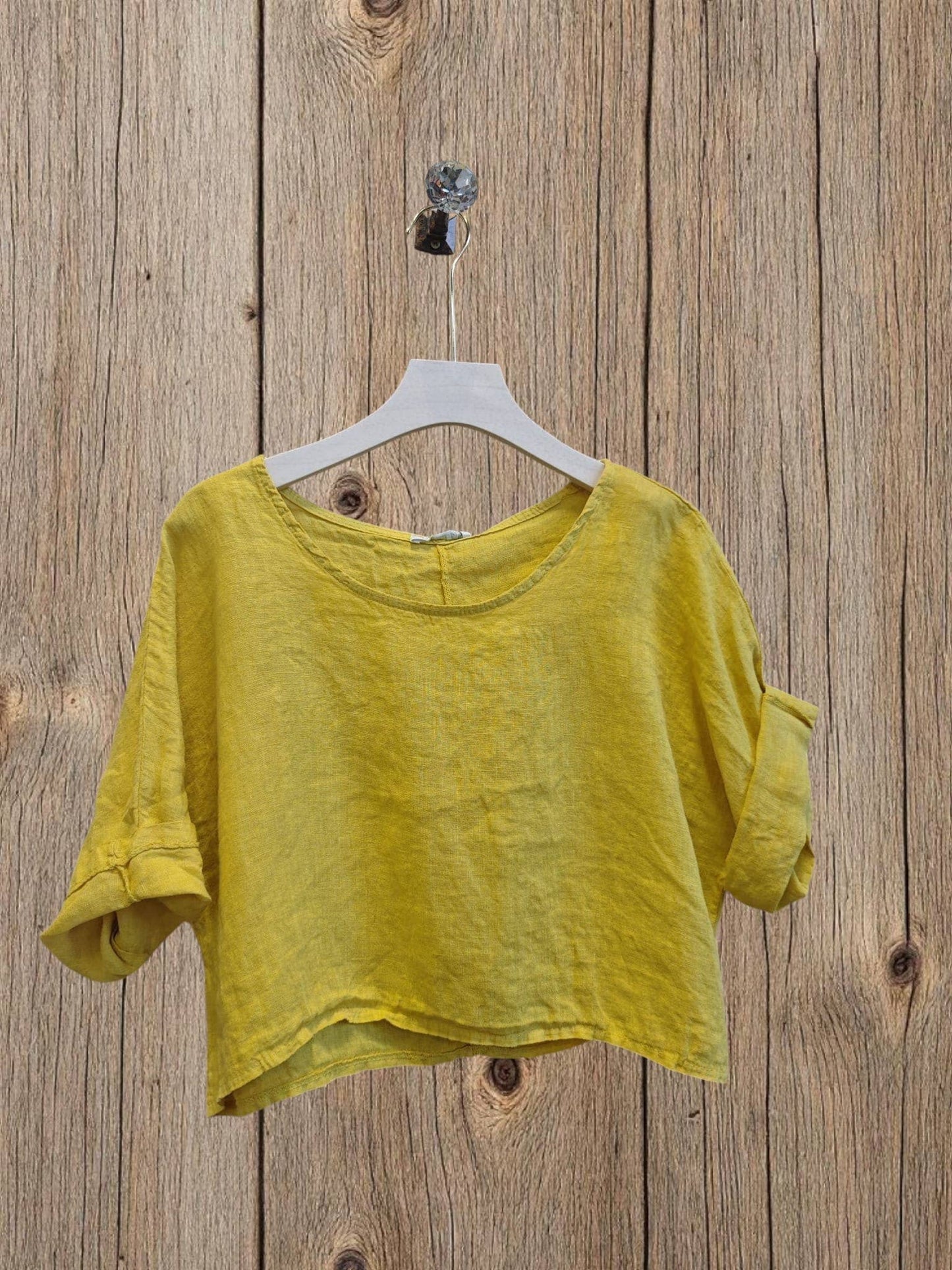Ref-11918 SHORT LINEN BLOUSE 100%: Pistachio