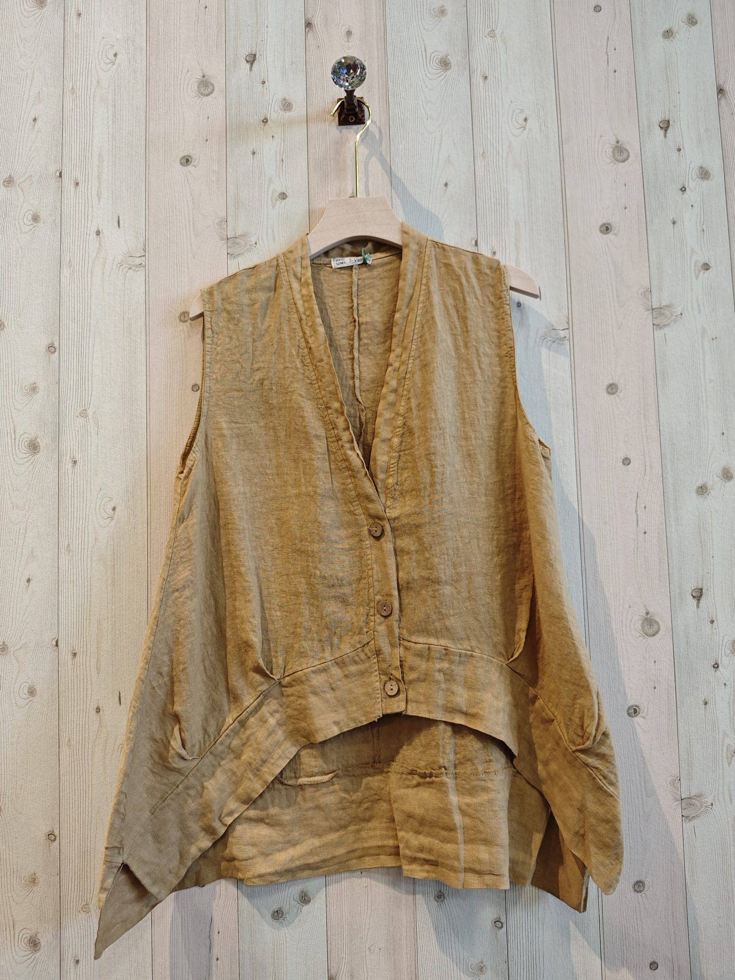 Ref-83679 SLEEVELESS BLOUSE 100% LINEN: Negro