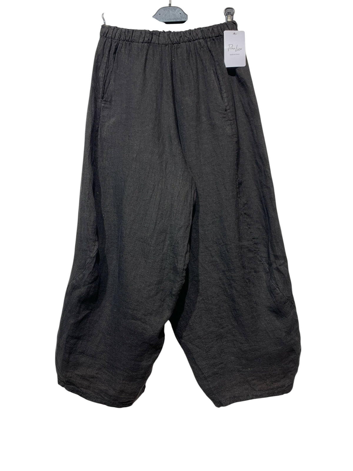 8414 LINEN PANTS WITH POCKETS, OVERSIZED FIT, BEST SELLER: TAUPE