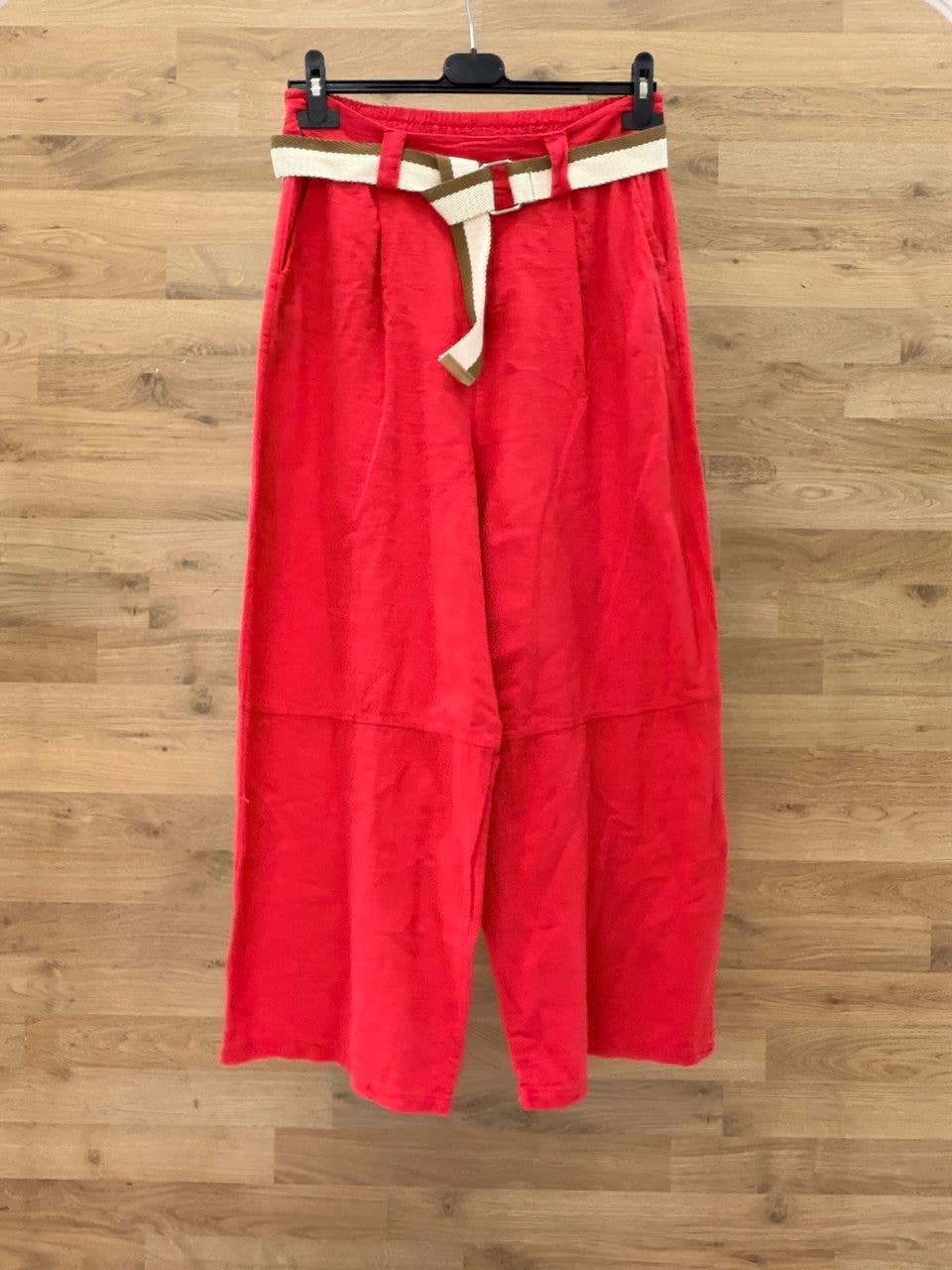 Pants with belt 100% cotton: Blanco
