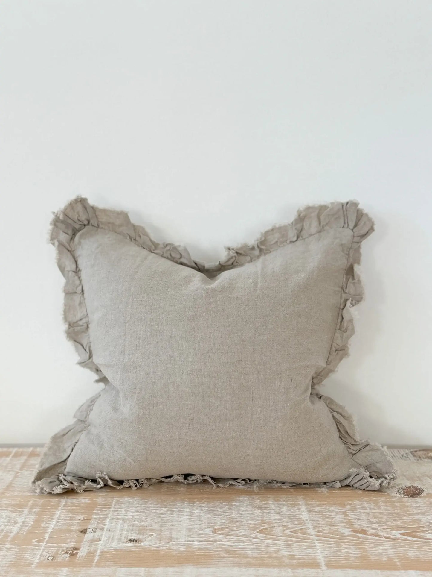 Hallie Ruffled Linen Cushion Cover – Natural 65x65cm