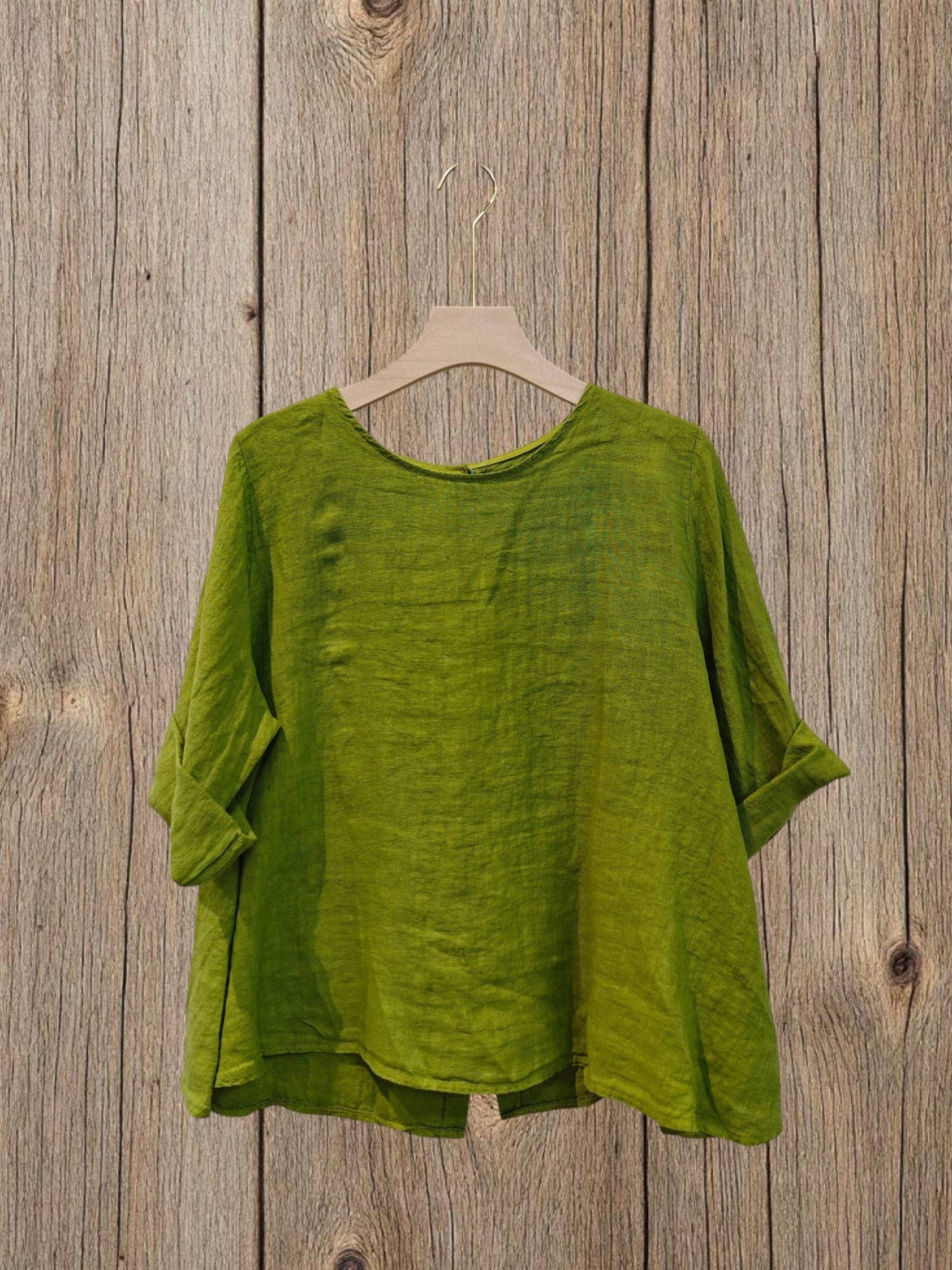 Ref-59100 LONG-SLEEVE BLOUSE 100% LINEN: Black