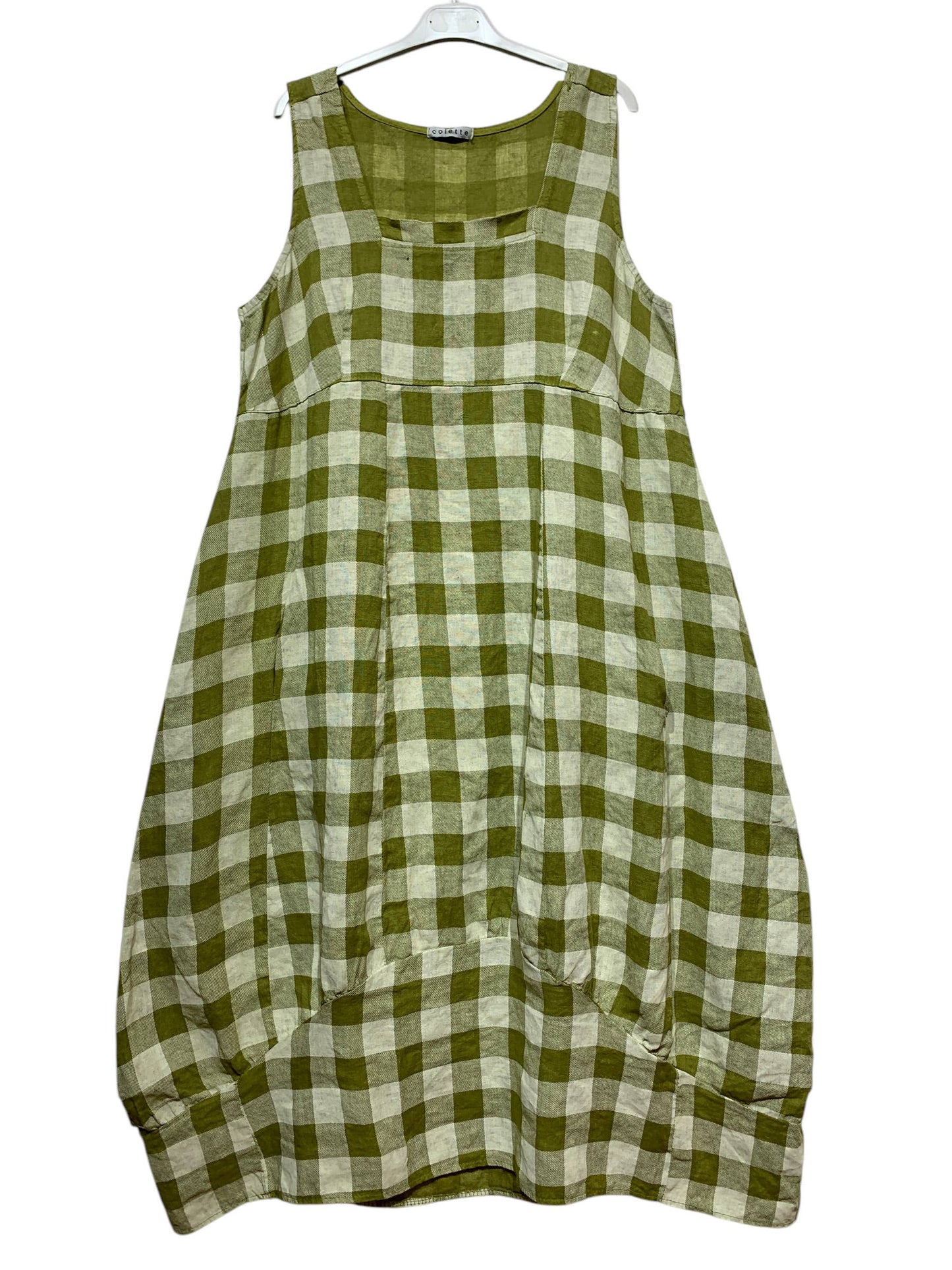 322 LINEN DRESS WITH VICHY CHECKS: MOLE