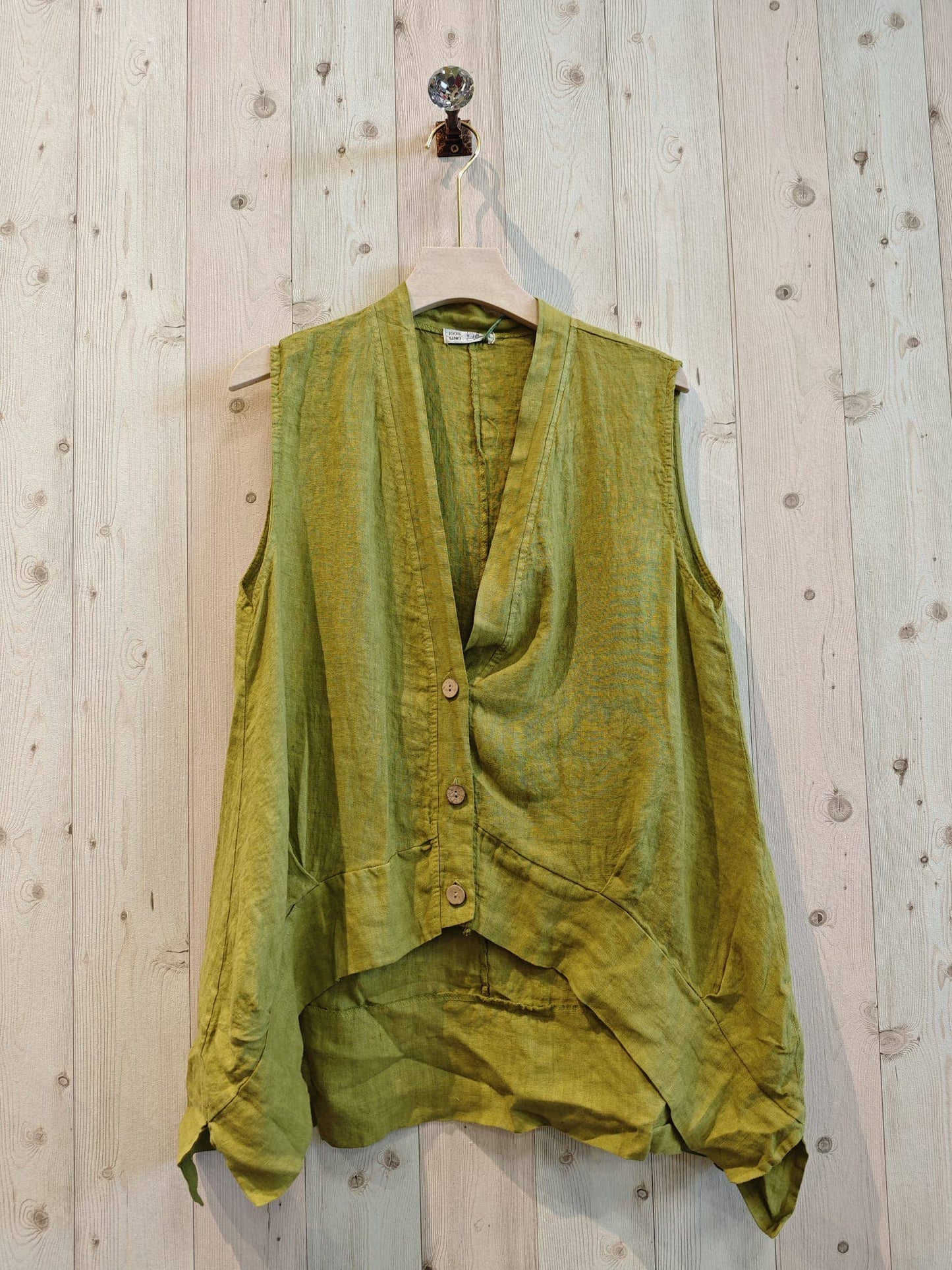 Ref-83679 SLEEVELESS BLOUSE 100% LINEN: CAMEL