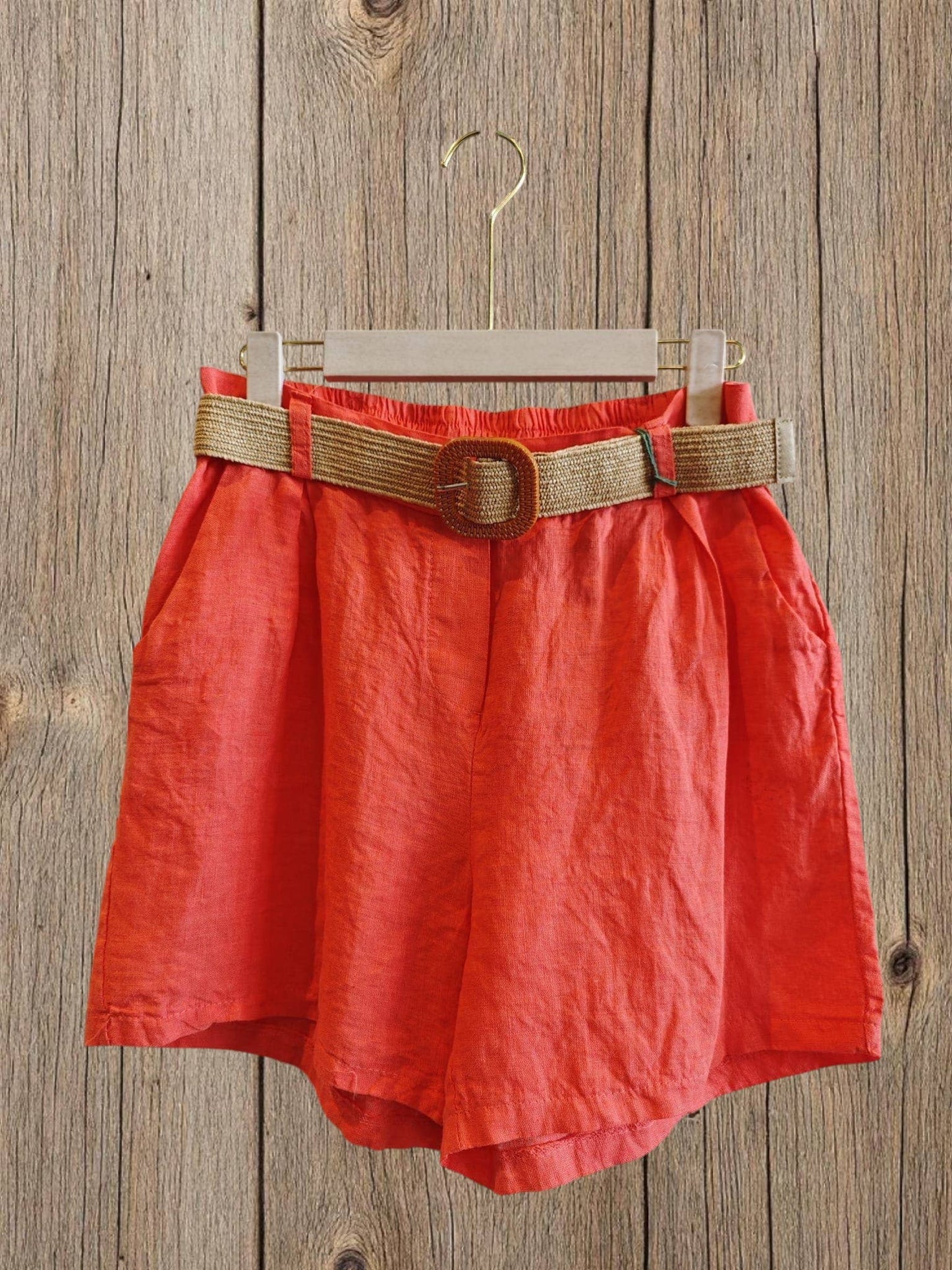 Ref-30563 100% LINEN SHORTS: Black