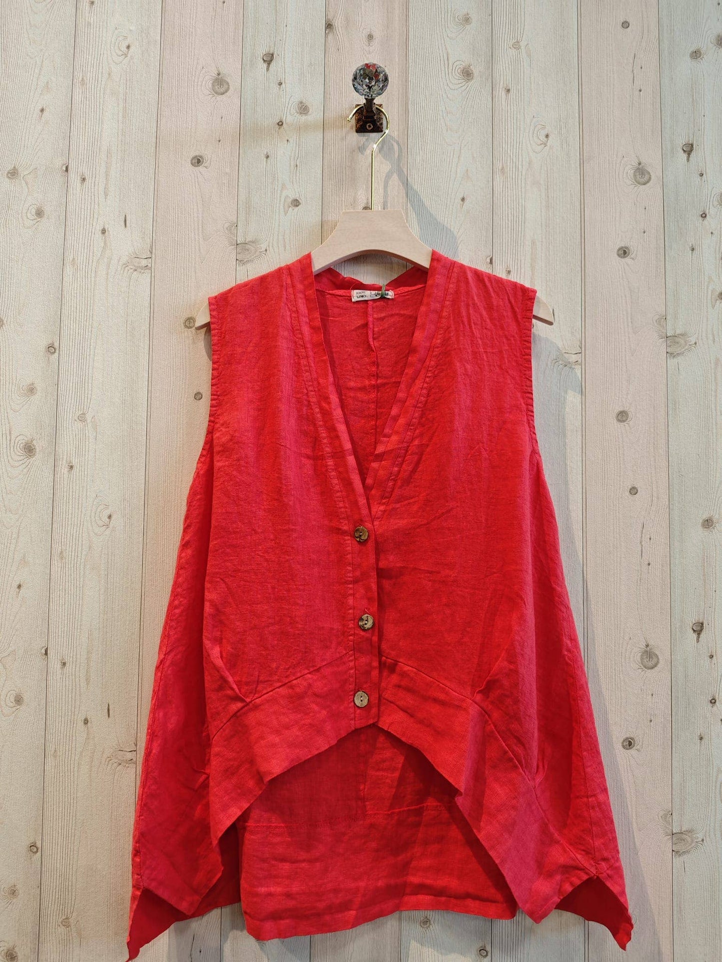 Ref-83679 SLEEVELESS BLOUSE 100% LINEN: Negro