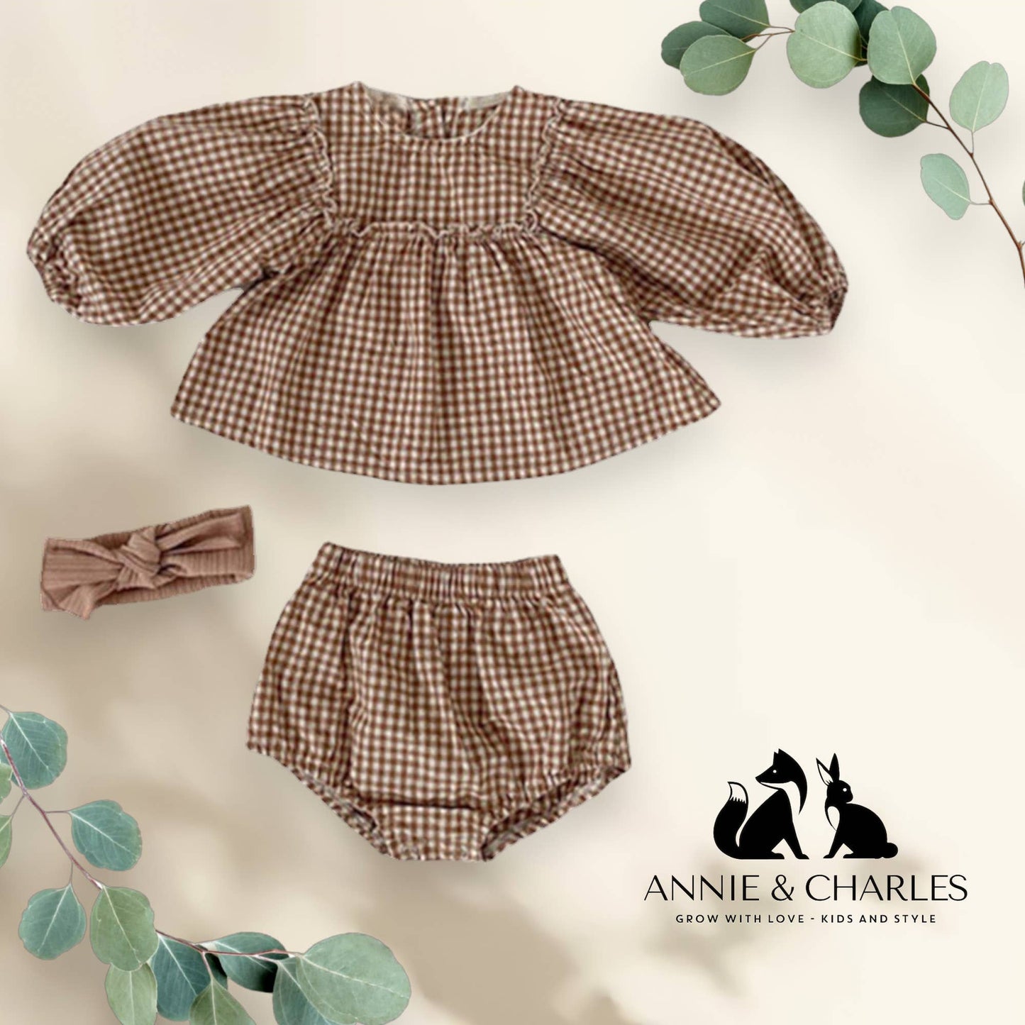 Annie & Charles® dress with panty set: Beige / 6-12 M