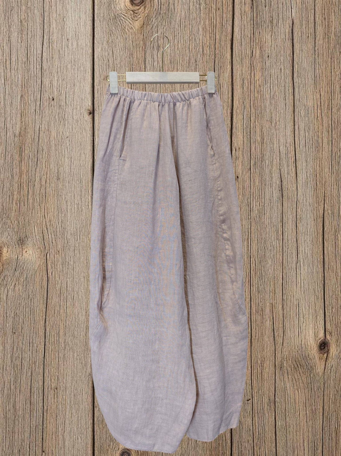 Ref-41482 BALLOON-STYLE PANTS 100% LINEN: Black