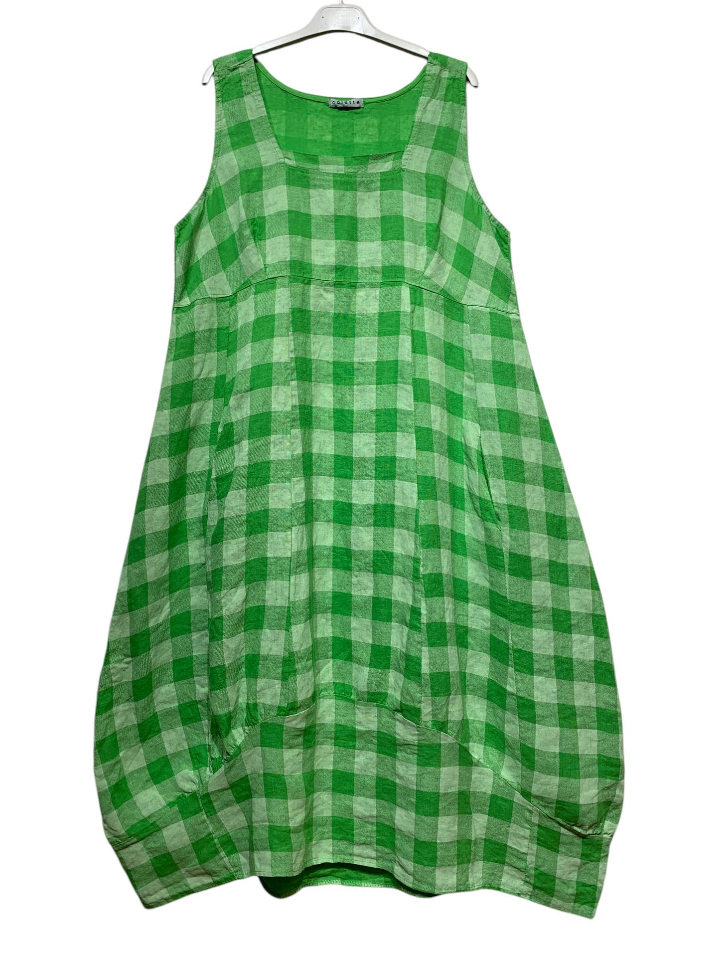 322 LINEN DRESS WITH VICHY CHECKS: MOLE