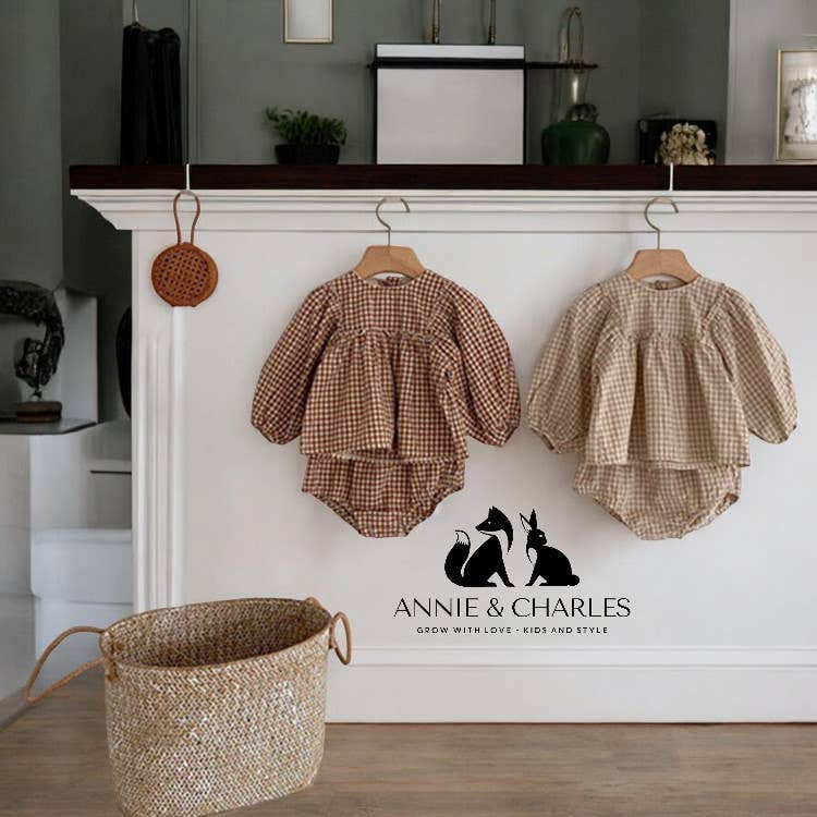 Annie & Charles® dress with panty set: Beige / 6-12 M