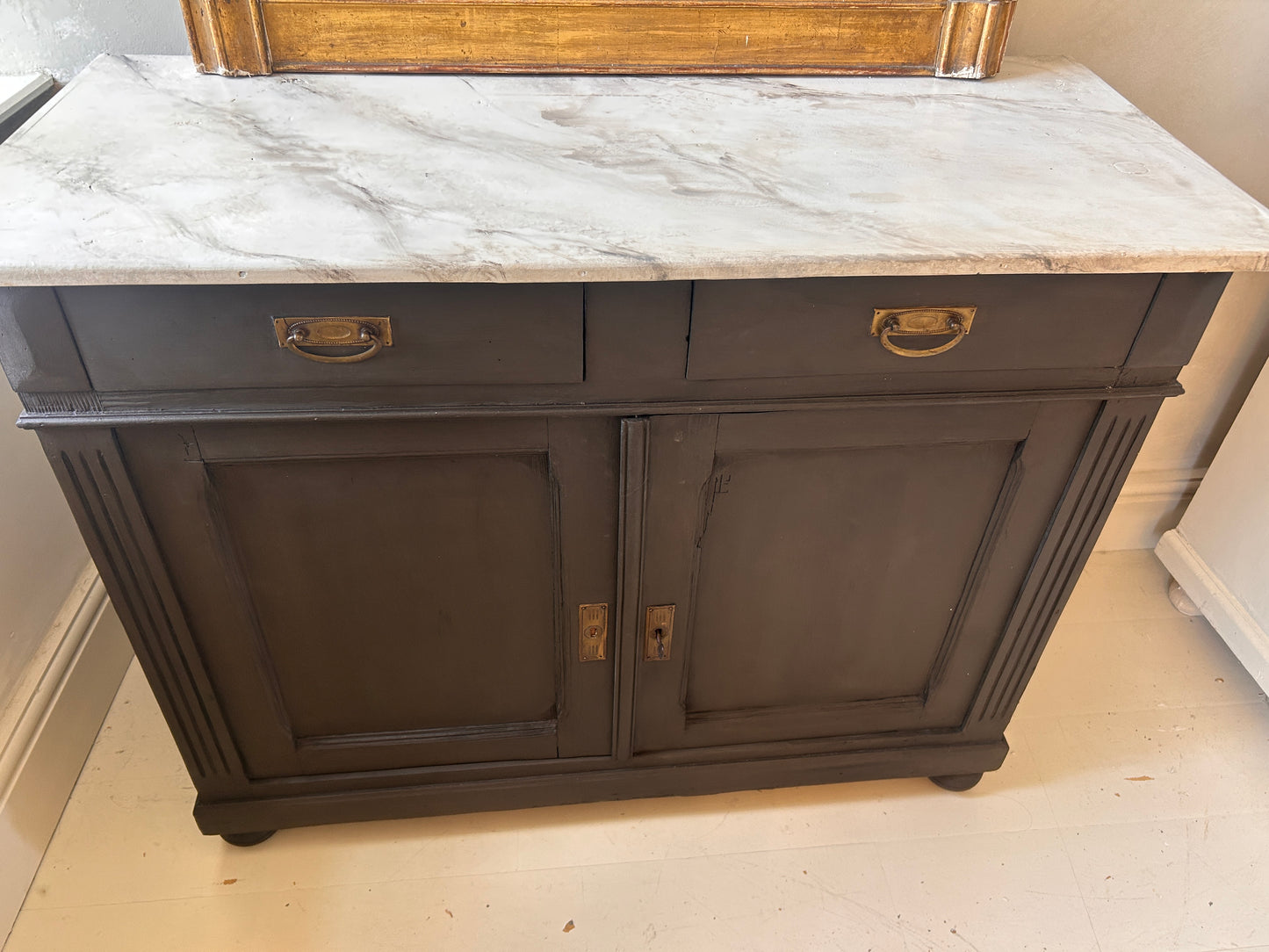 Dutch painted cabinet with faux marble top