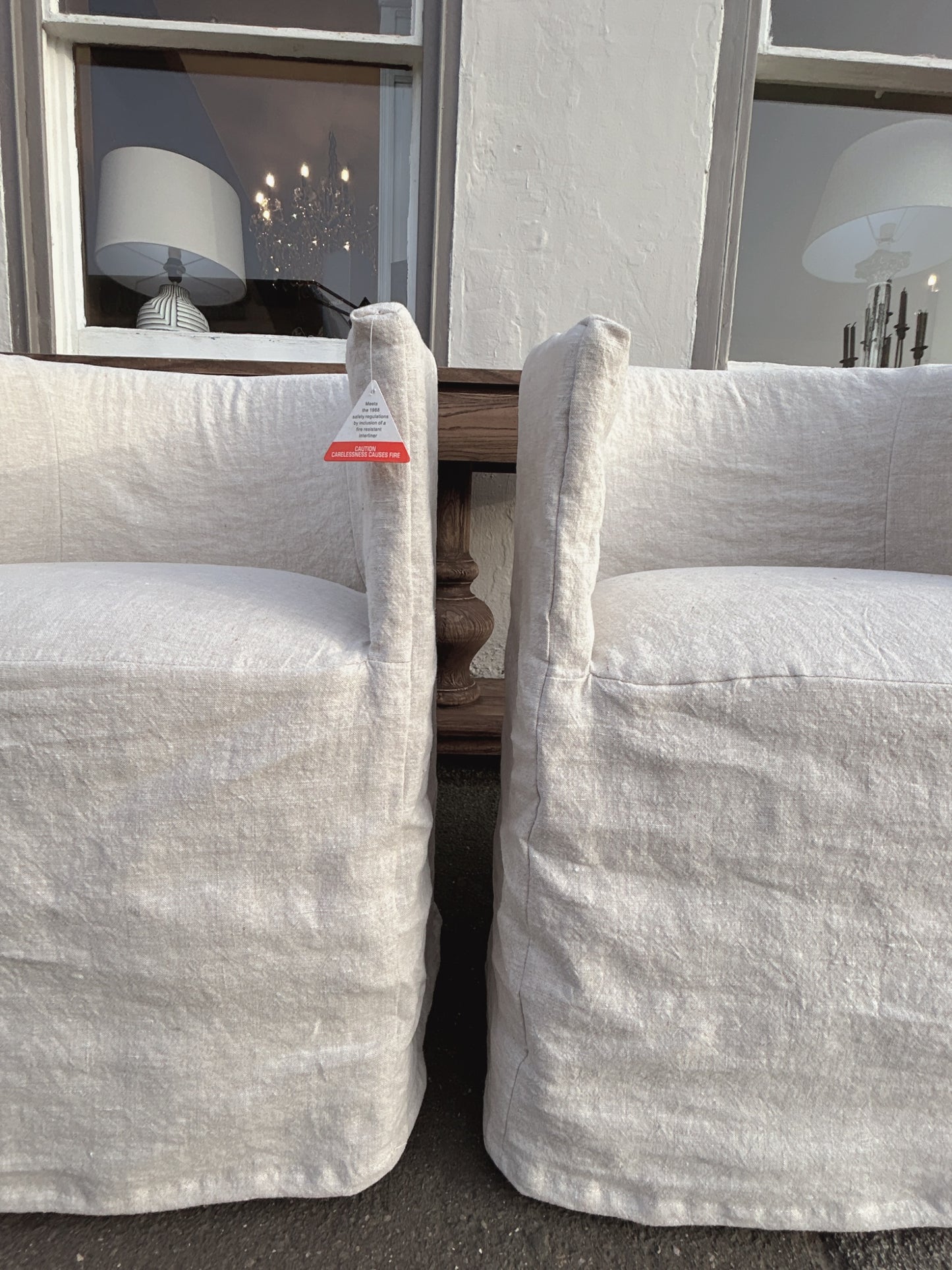 Set of 4 linen half moon dining chairs
