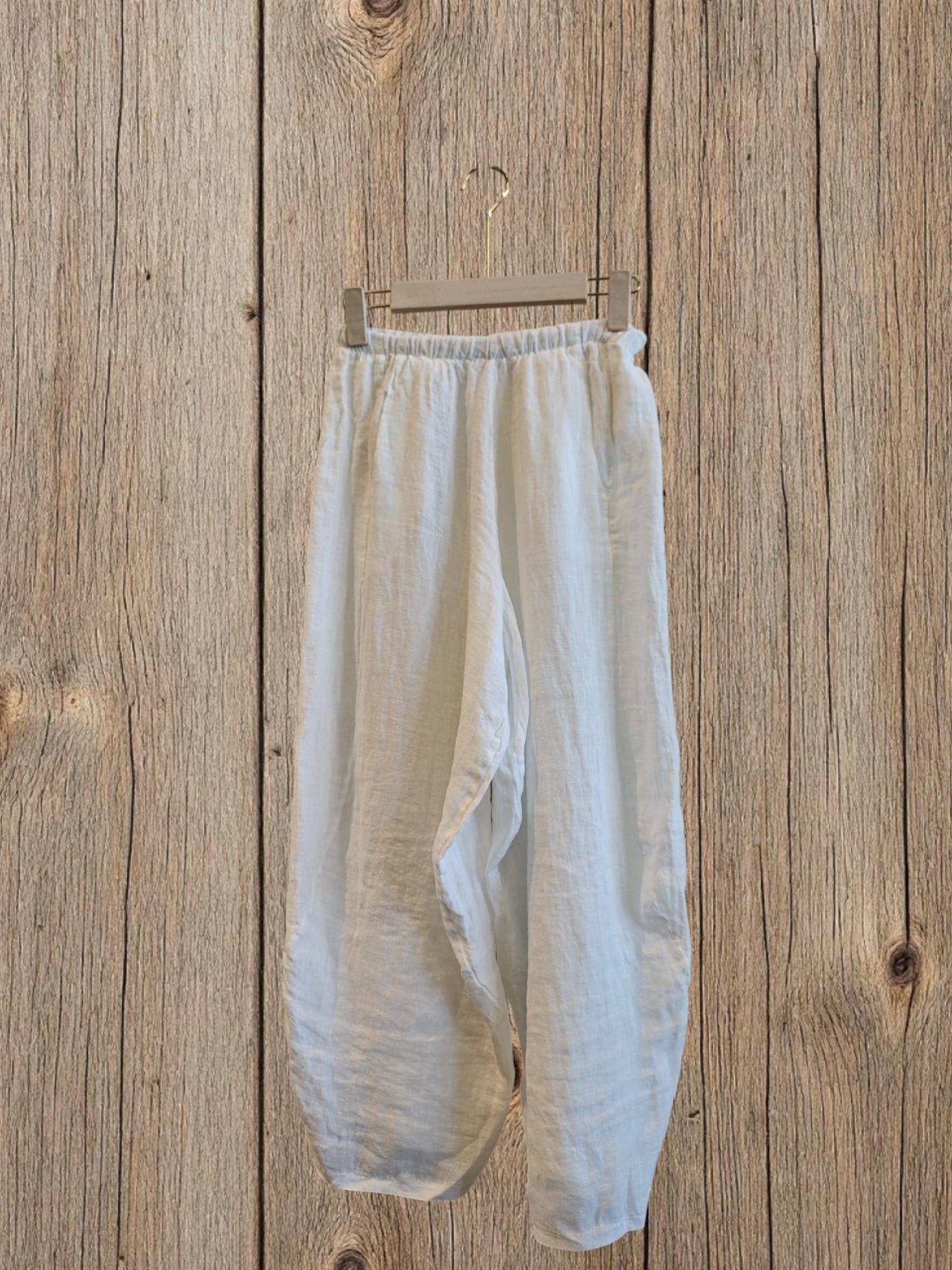 Ref-41482 BALLOON-STYLE PANTS 100% LINEN: Black