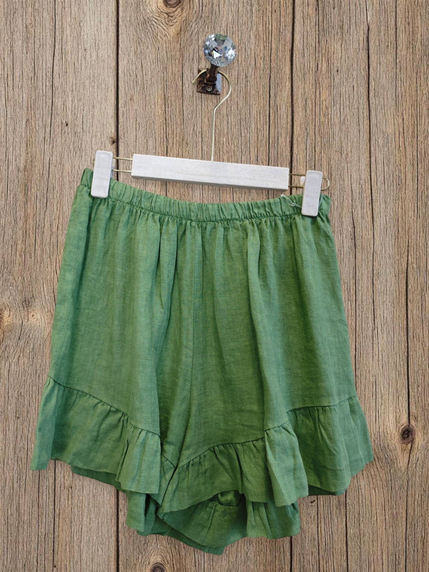 Ref-6575 SHORT LINEN PANTS 100%: Blue