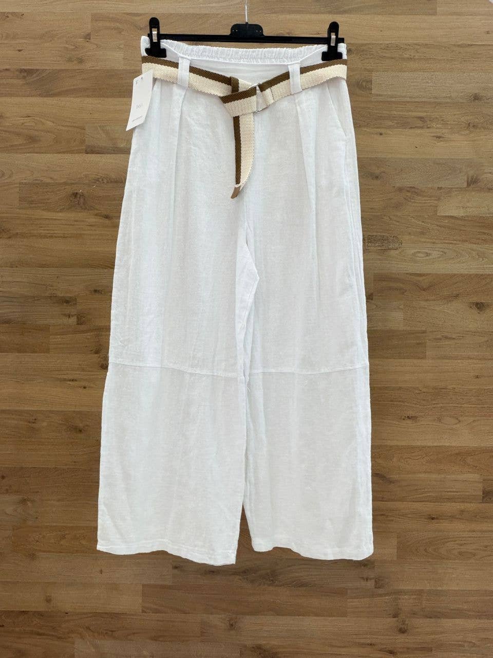 Pants with belt 100% cotton: Blanco
