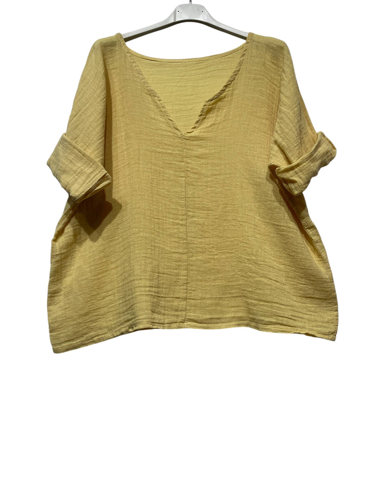 6551 CROP IN COTTON-LINEN V-NECK: MOLE