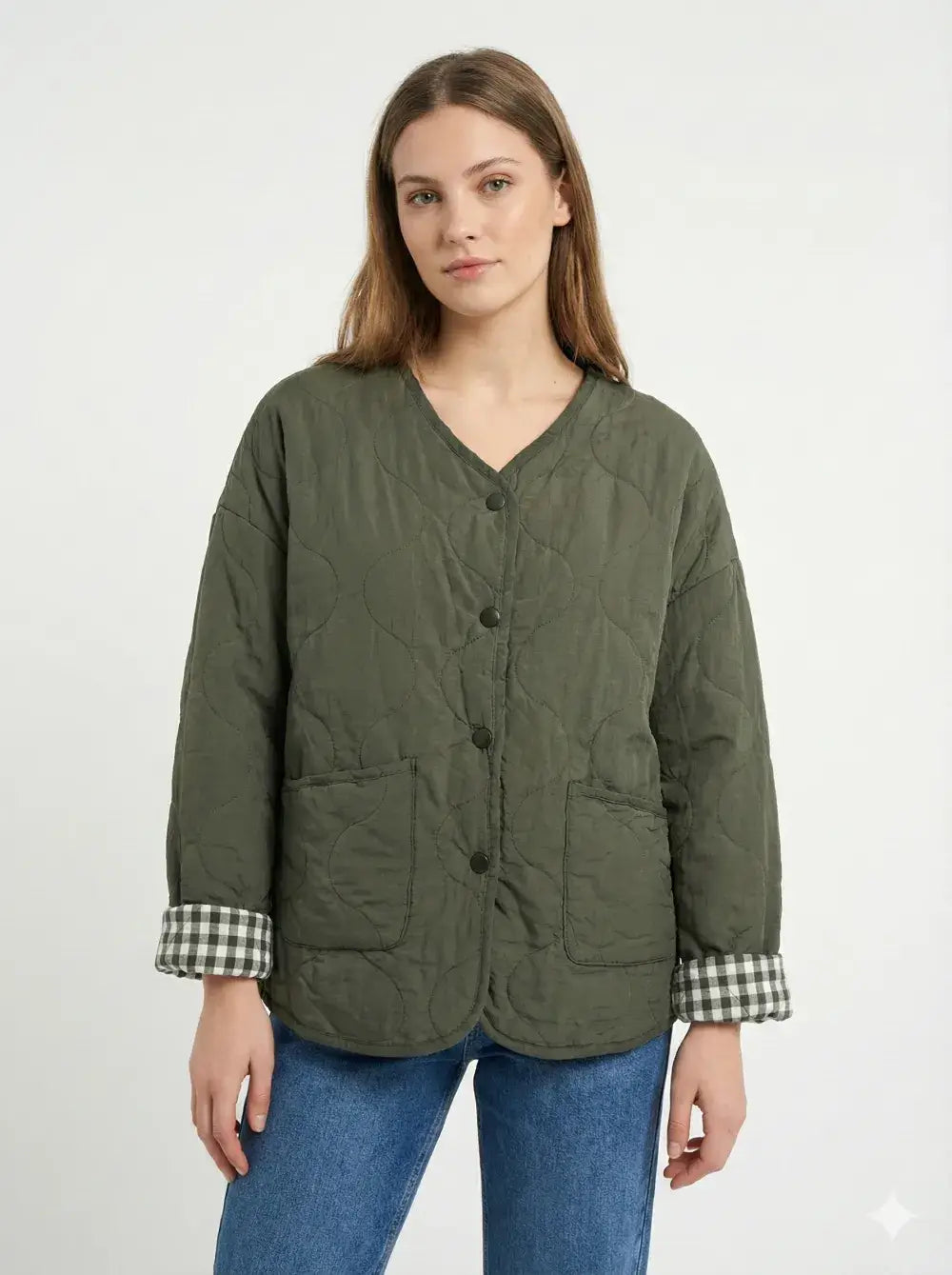 Quilted Gingham Jacket @7456_VeMatelasseVichy: Rust