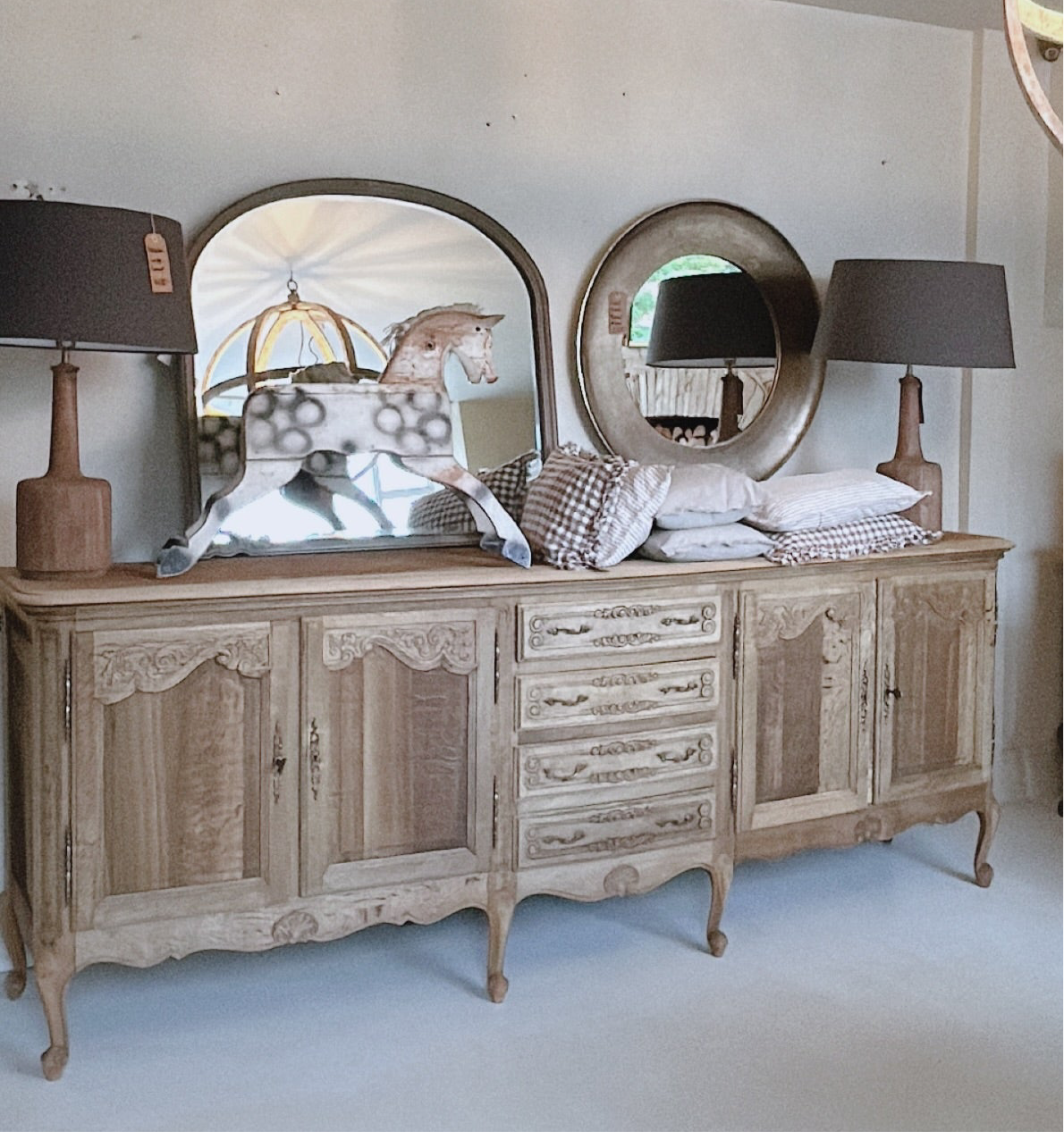Large vintage french oak sideboard buffet raw oak