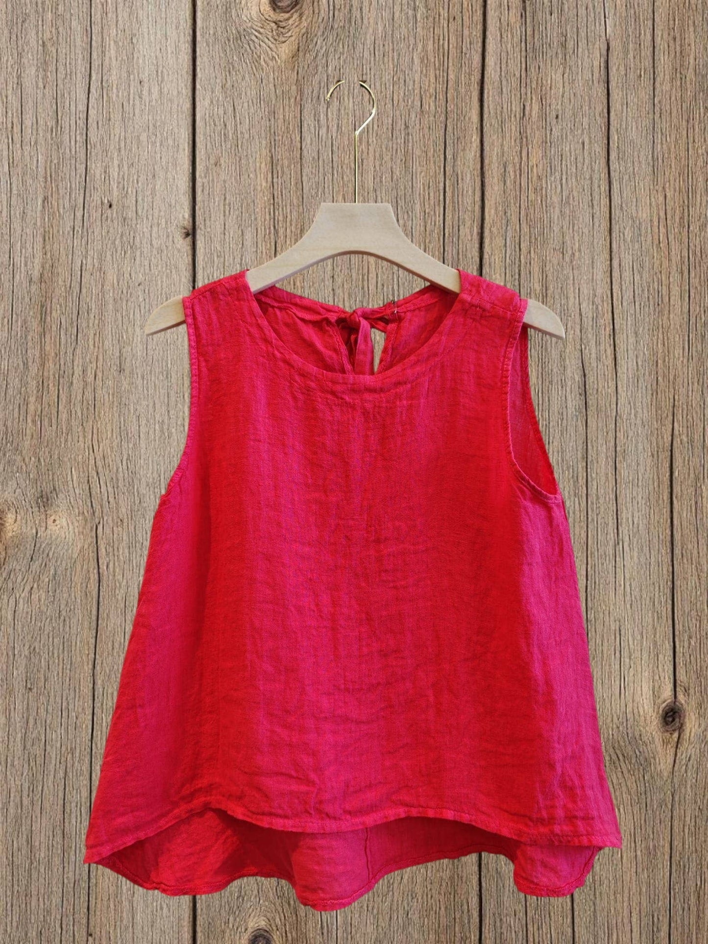 Ref-15763 100% LINEN SLEEVELESS T-SHIRT: Blank