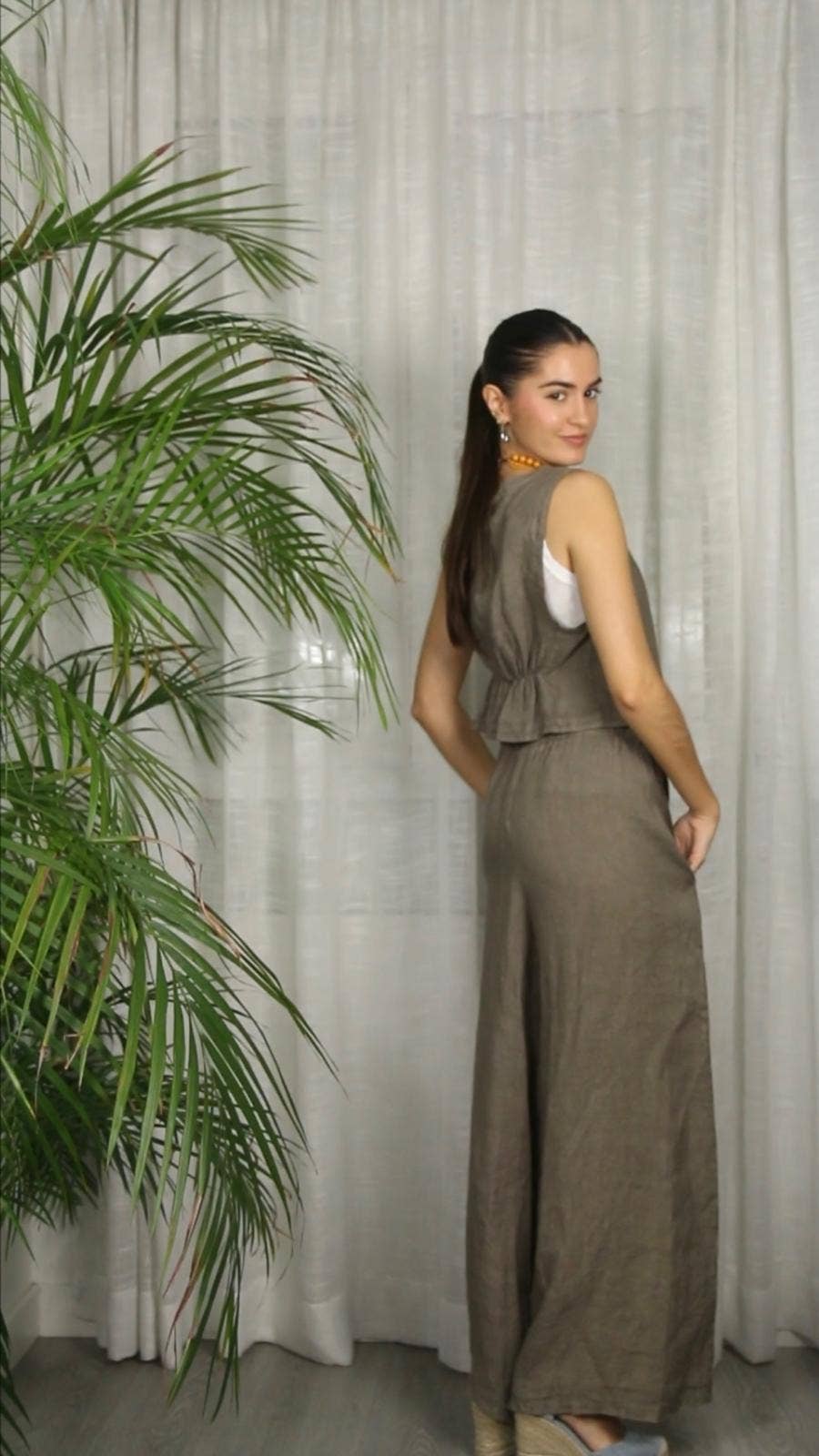 Ref-2342 100% LINEN PANTS: BLACK