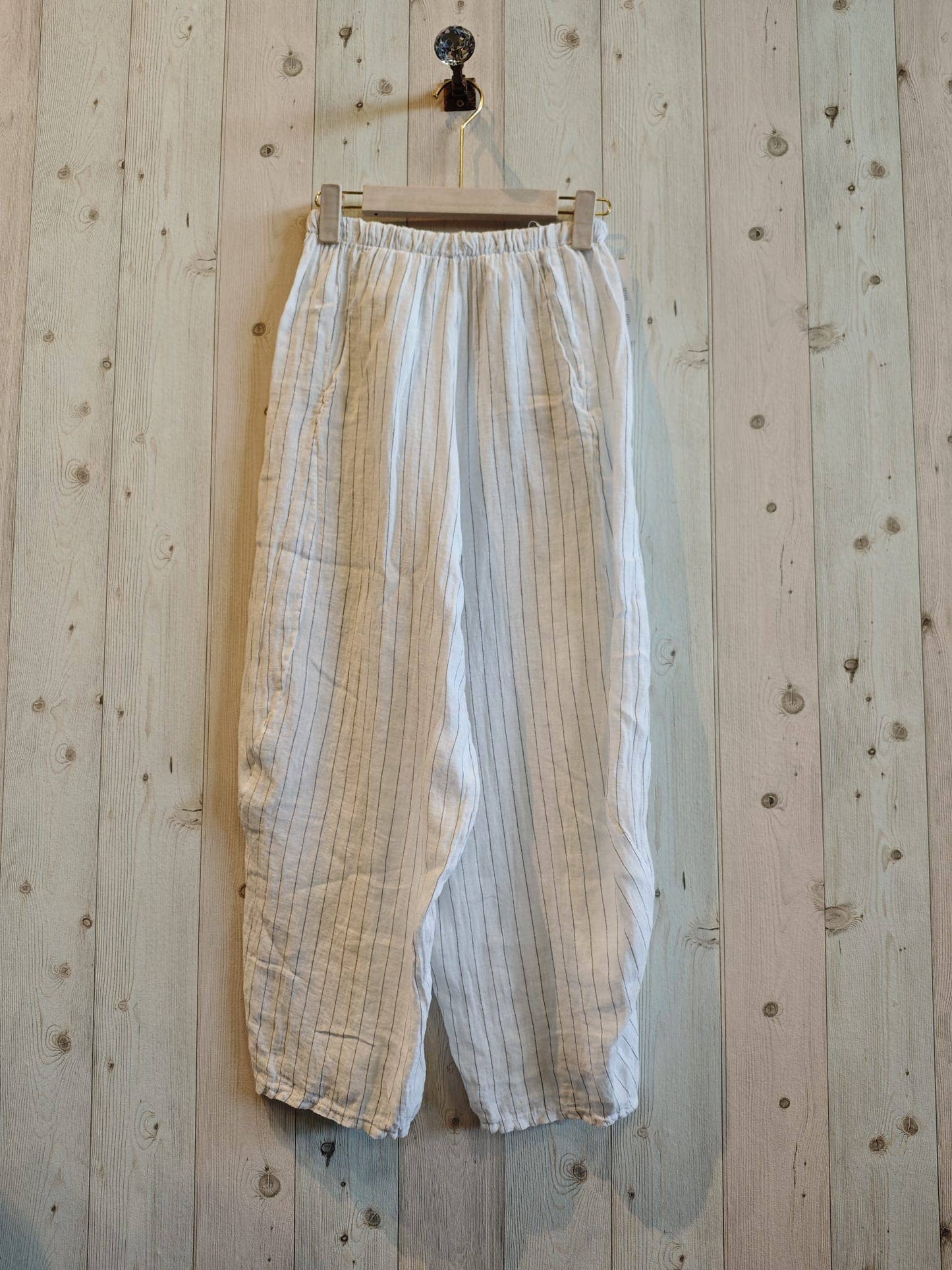 STRIPED LINEN PANTS 100%: Blank