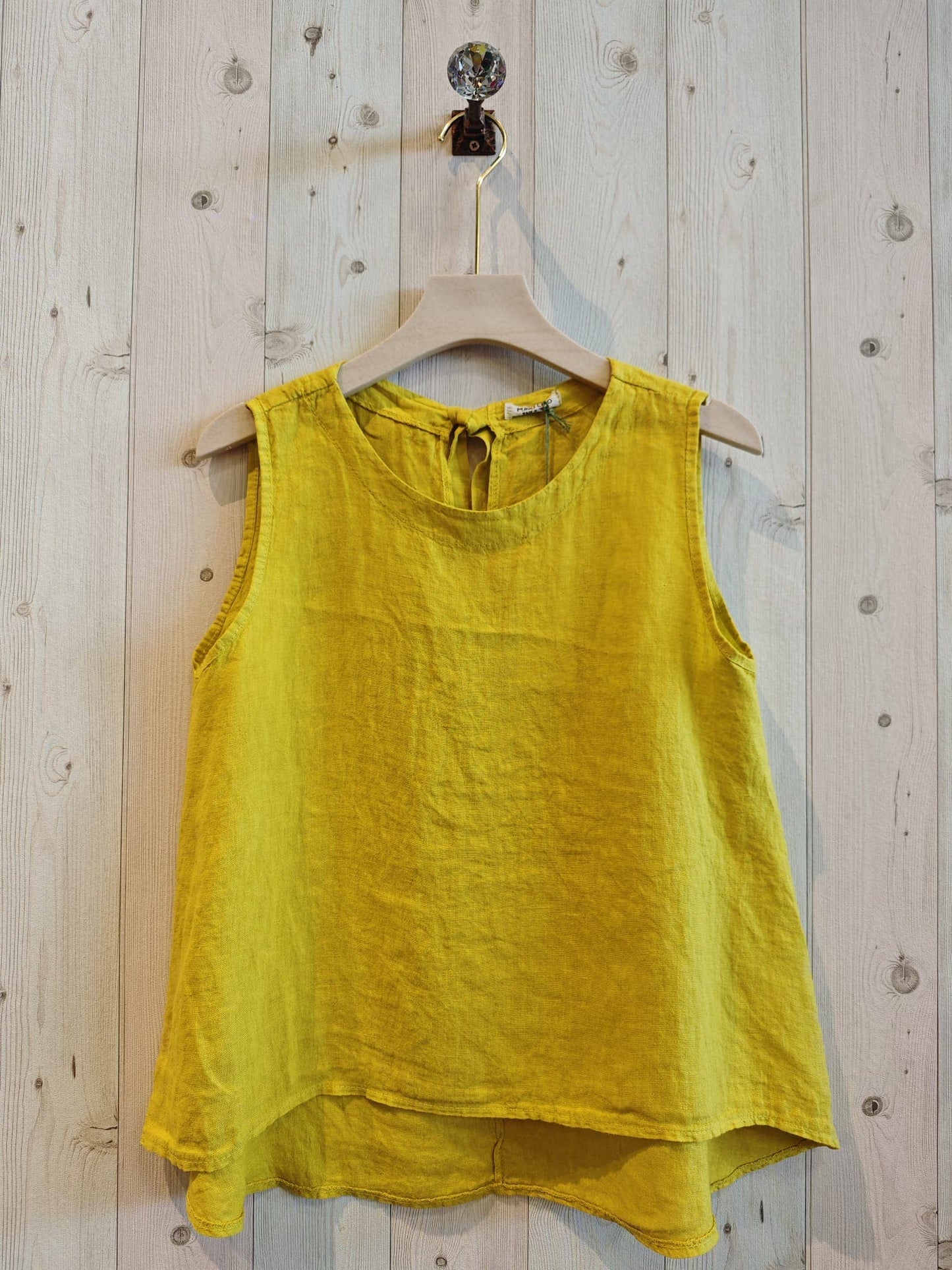 Ref-15763 100% LINEN SLEEVELESS T-SHIRT: Negro