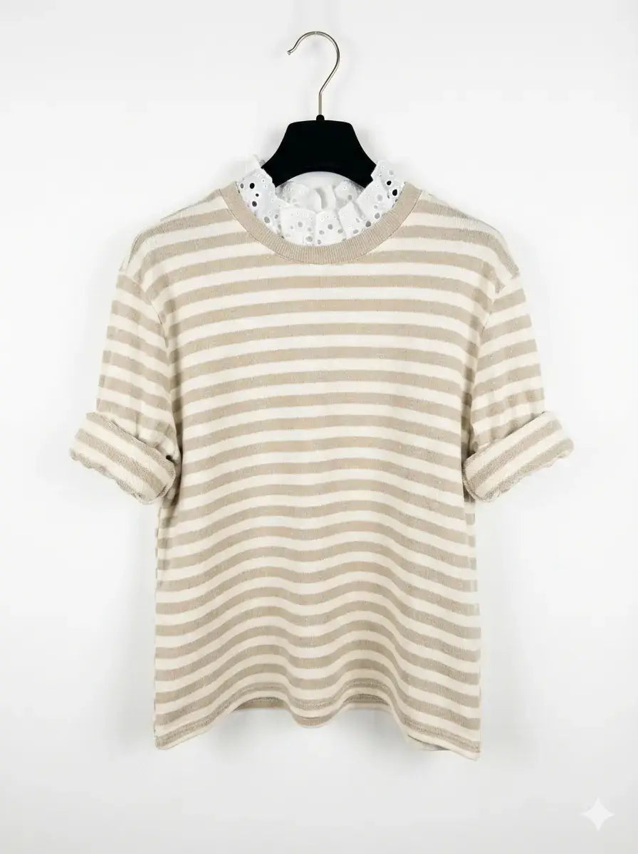 Top with English Embroidery Collar: Chocolate