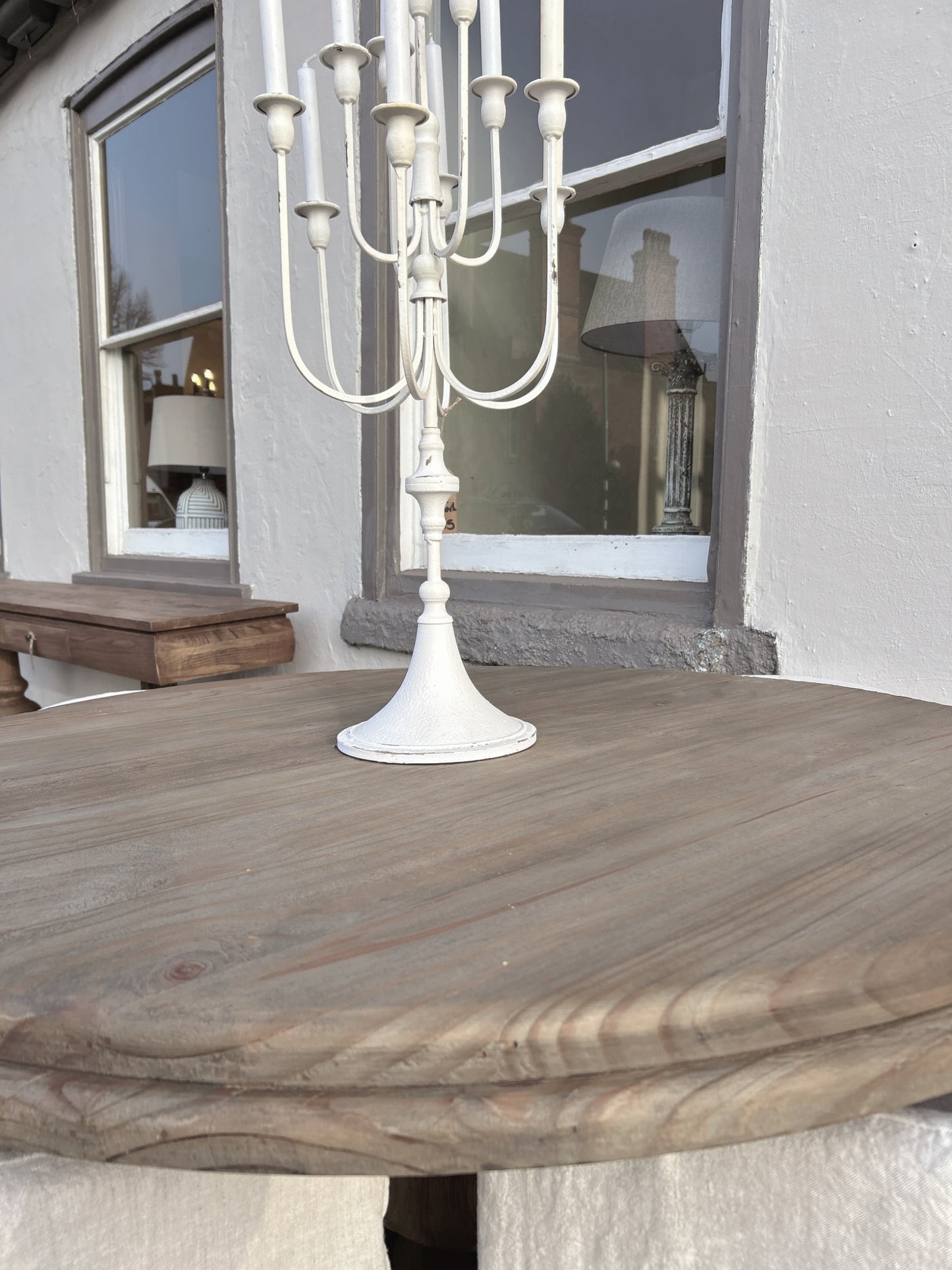 Reclaimed wooden round dining table