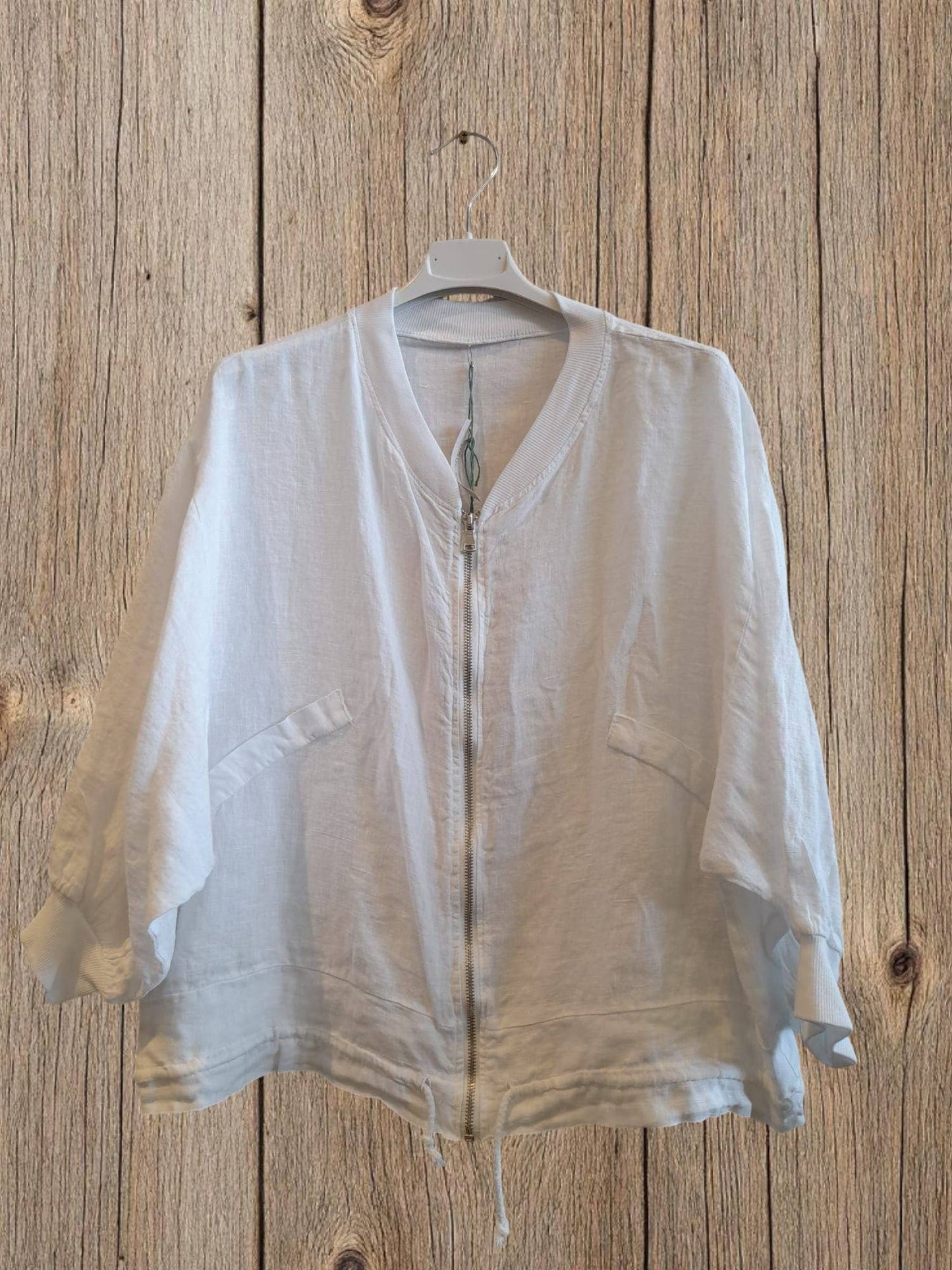 Ref-17422 100% LINEN BOMBER: ROJO VIVO